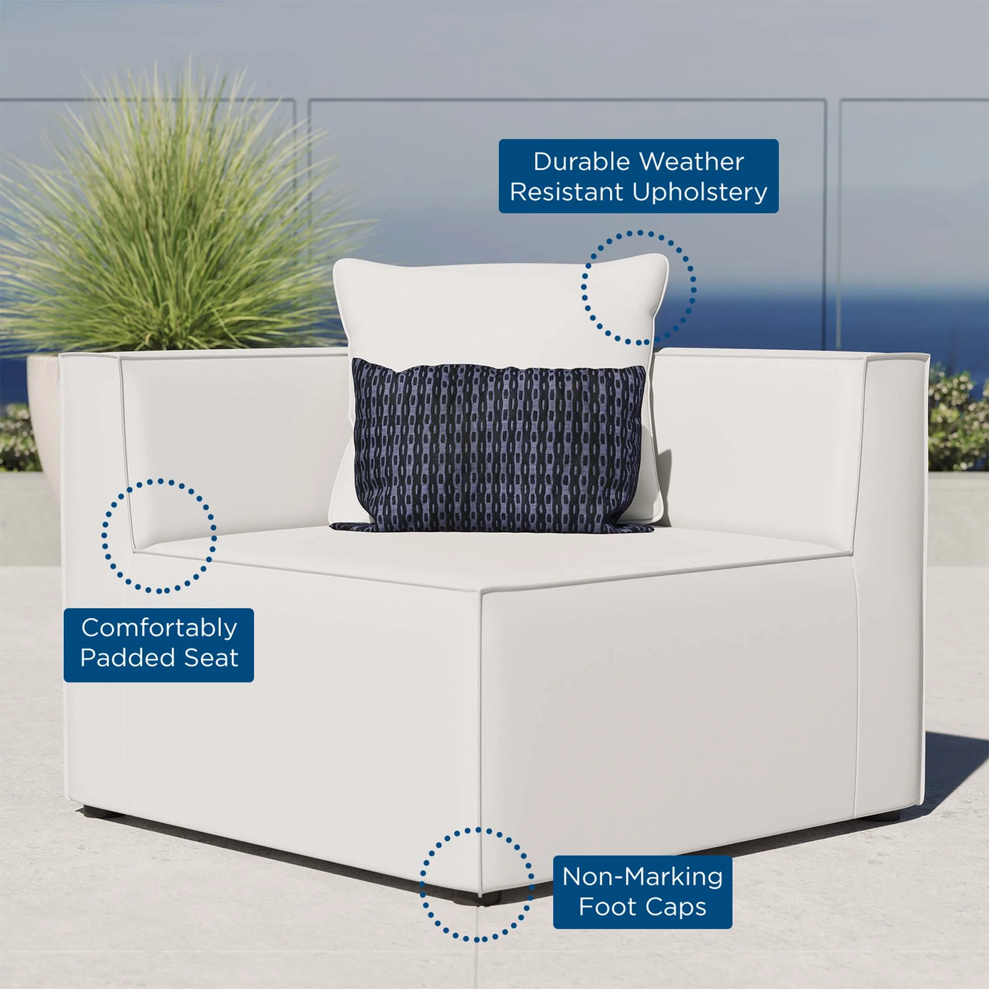 Saybrook Outdoor Patio Upholstered Sectional Sofa Corner Chair - Image 2