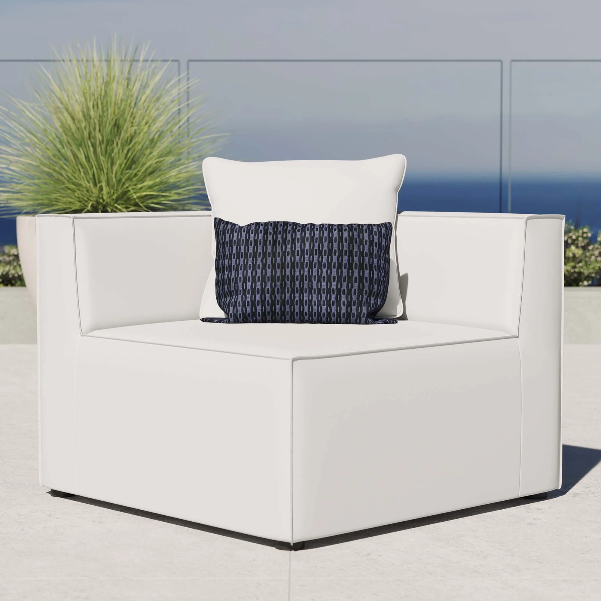 Saybrook Outdoor Patio Upholstered Sectional Sofa Corner Chair - Image 7