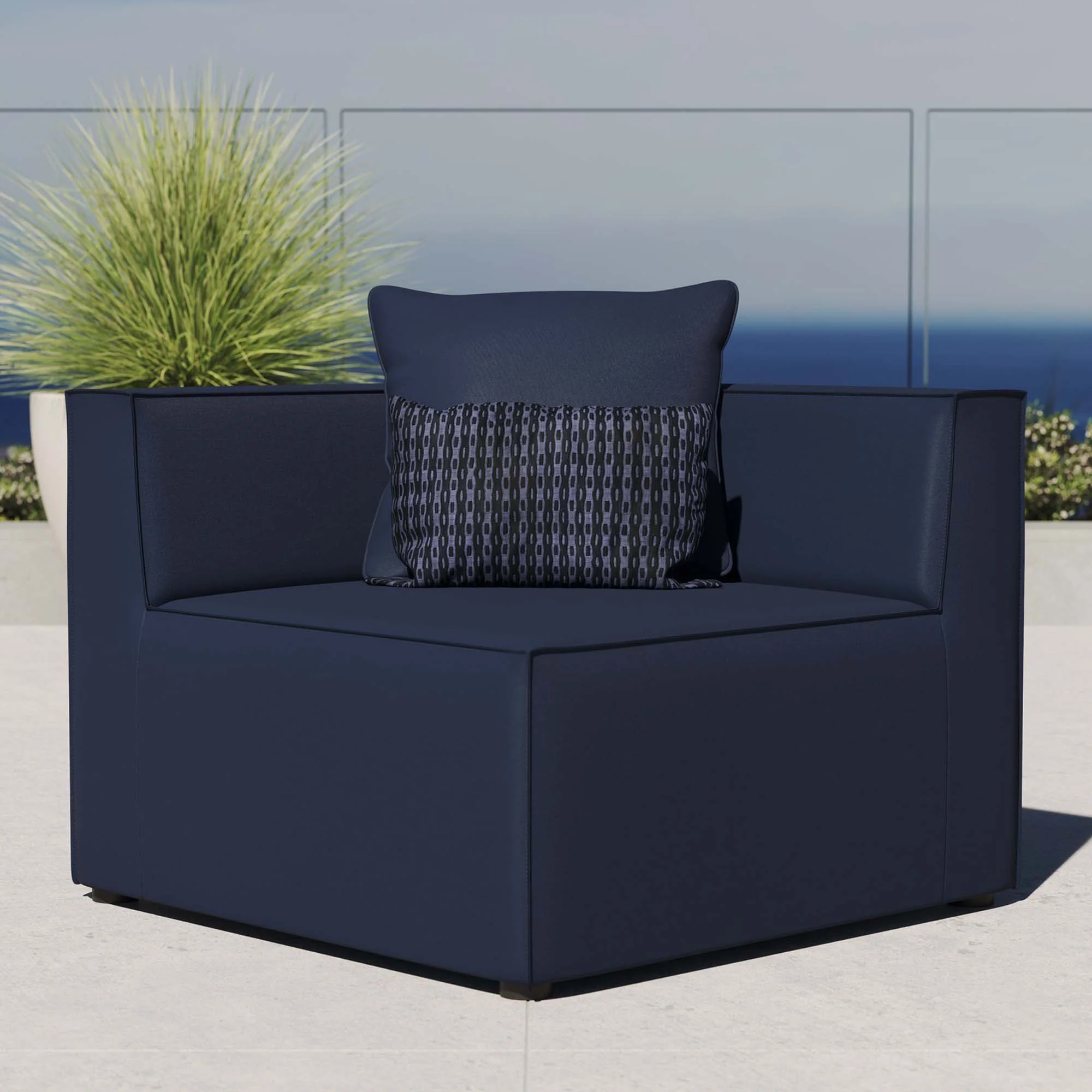 Saybrook Outdoor Patio Upholstered Sectional Sofa Corner Chair - Image 8