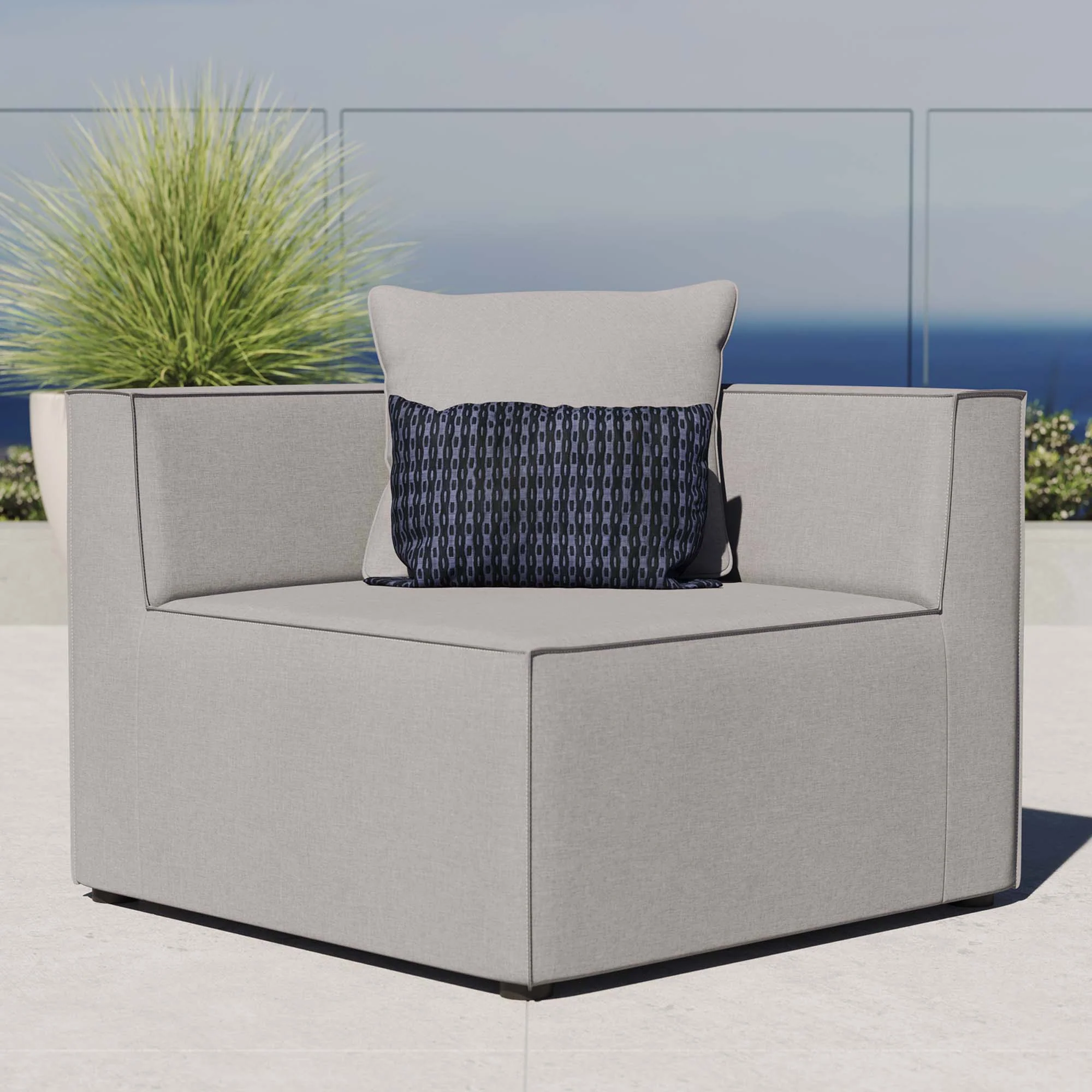 Saybrook Outdoor Patio Upholstered Sectional Sofa Corner Chair - Image 9