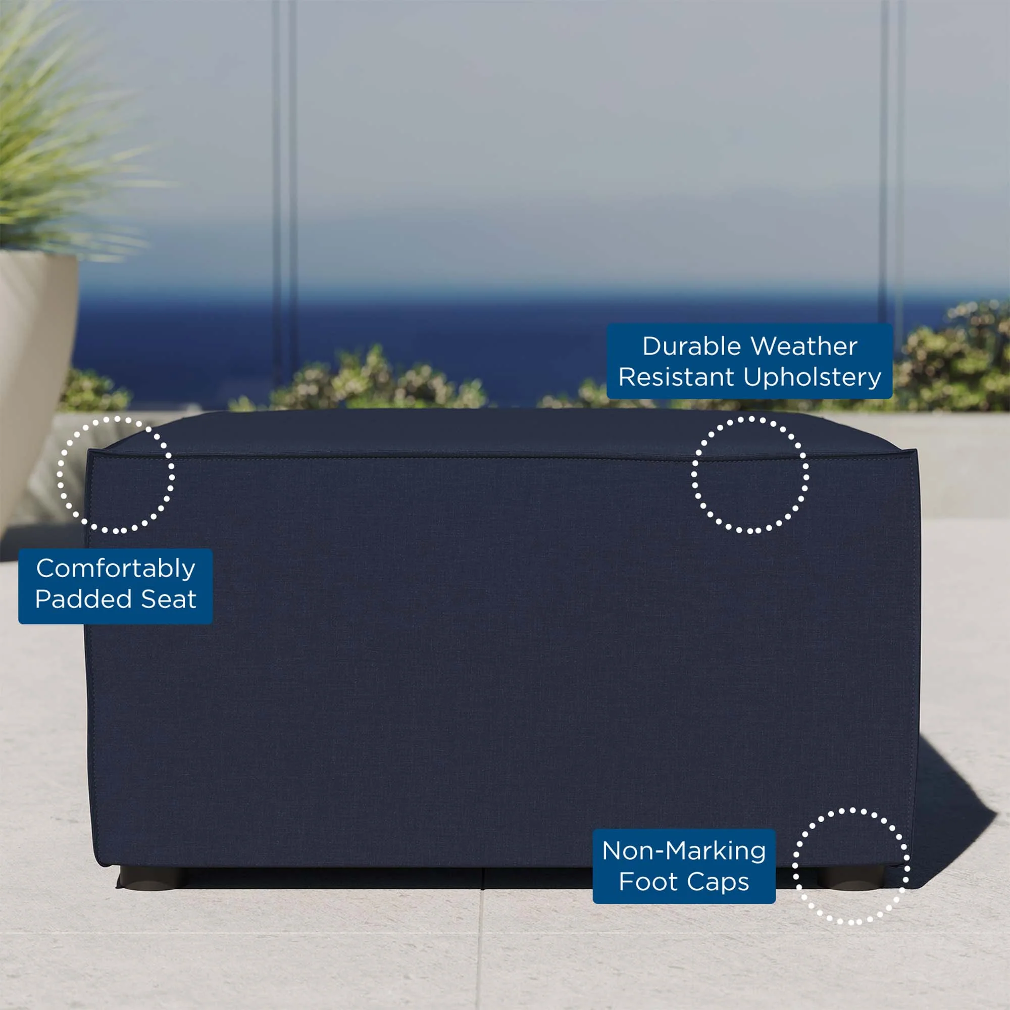 Saybrook Outdoor Patio Upholstered Sectional Sofa Ottoman by Modway - Image 15