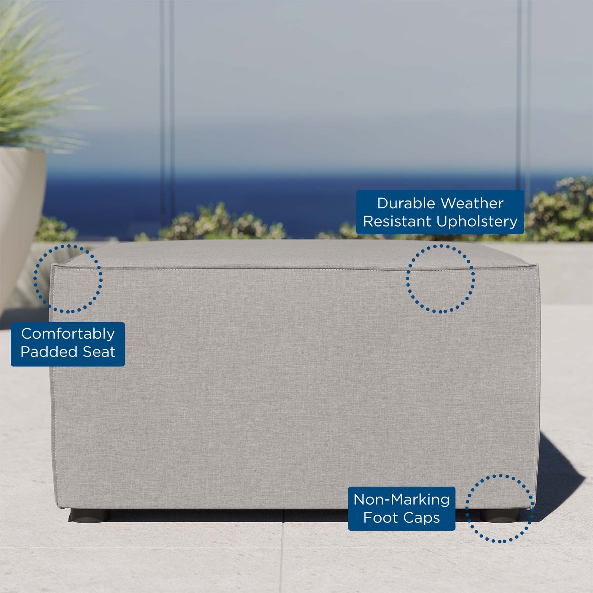 Saybrook Outdoor Patio Upholstered Sectional Sofa Ottoman by Modway - Image 16