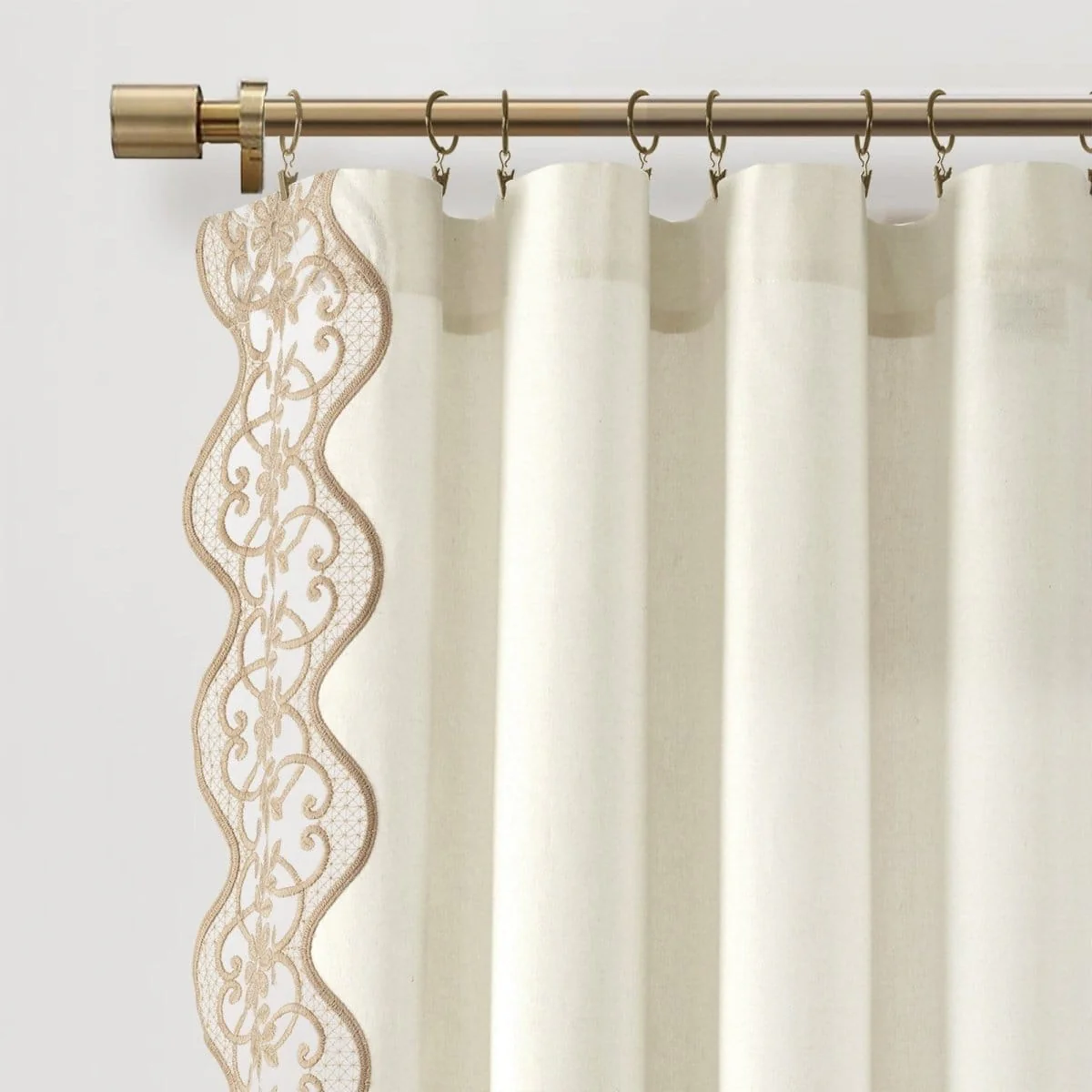 Scalloped Edge Lace Border Window Curtain Panel - Image 2