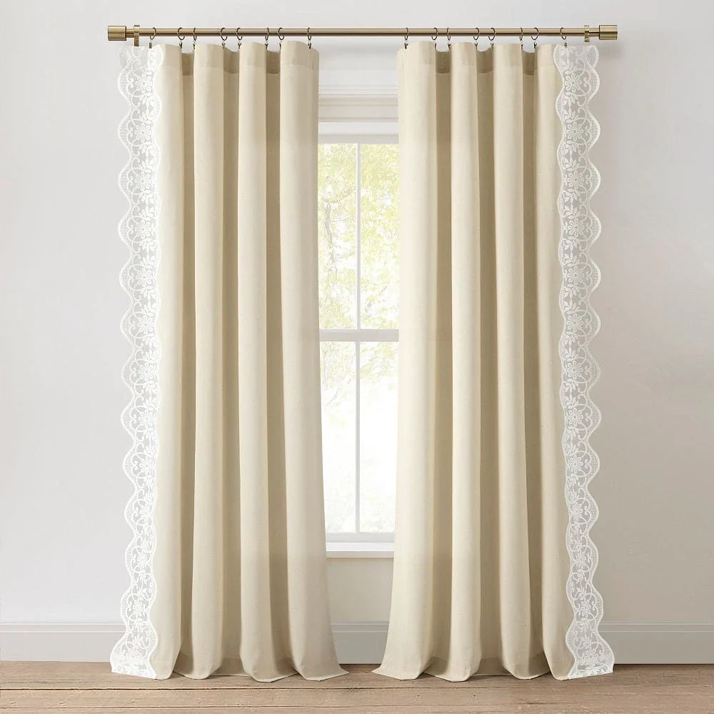 Scalloped Edge Lace Border Window Curtain Panel - Image 6