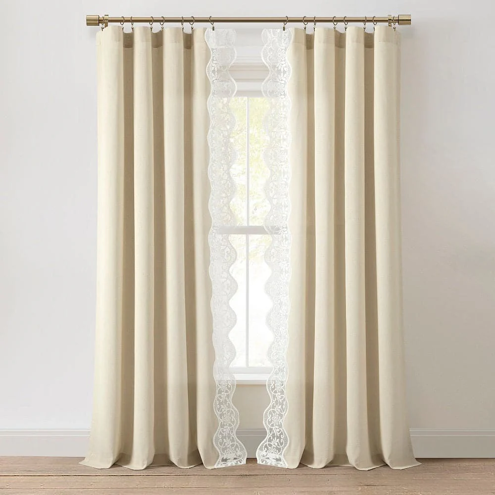 Scalloped Edge Lace Border Window Curtain Panel - Image 7