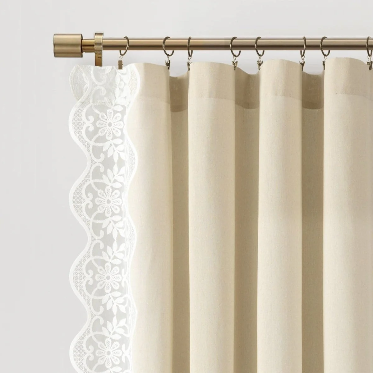 Scalloped Edge Lace Border Window Curtain Panel - Image 8