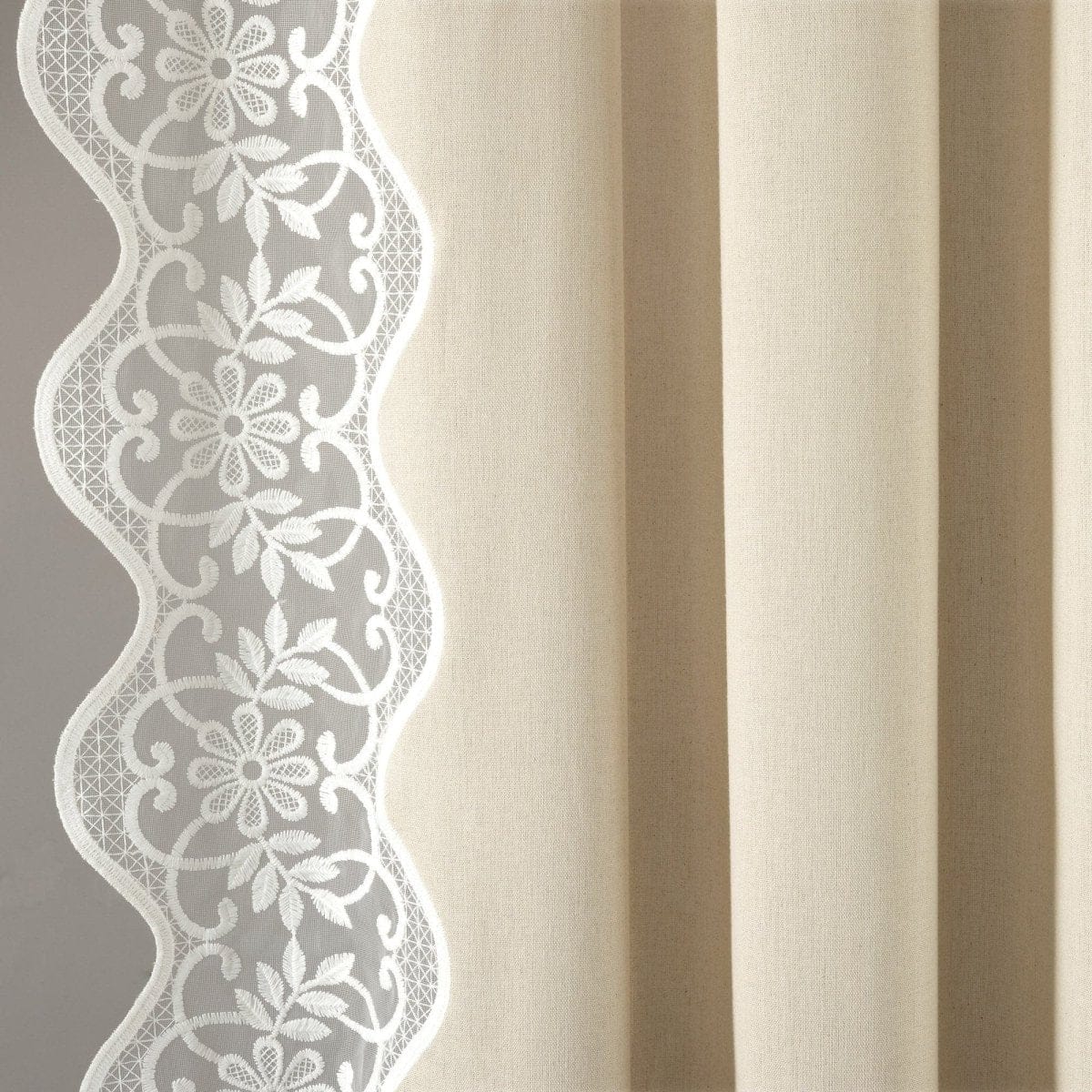 Scalloped Edge Lace Border Window Curtain Panel - Image 9