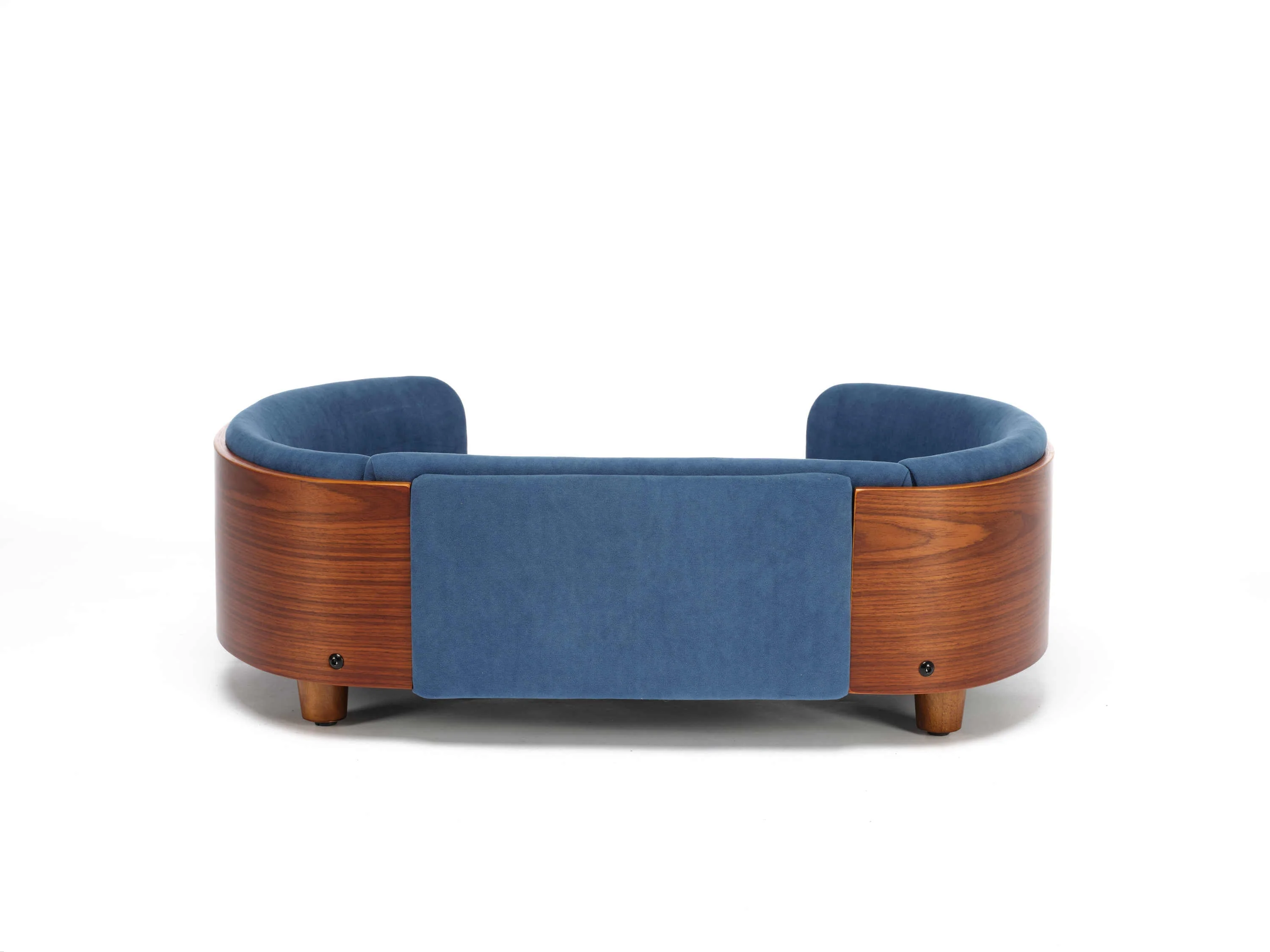 Scandinavian Style Elevated Dog Bed Mid Size Dark Blue Velvet - Image 10