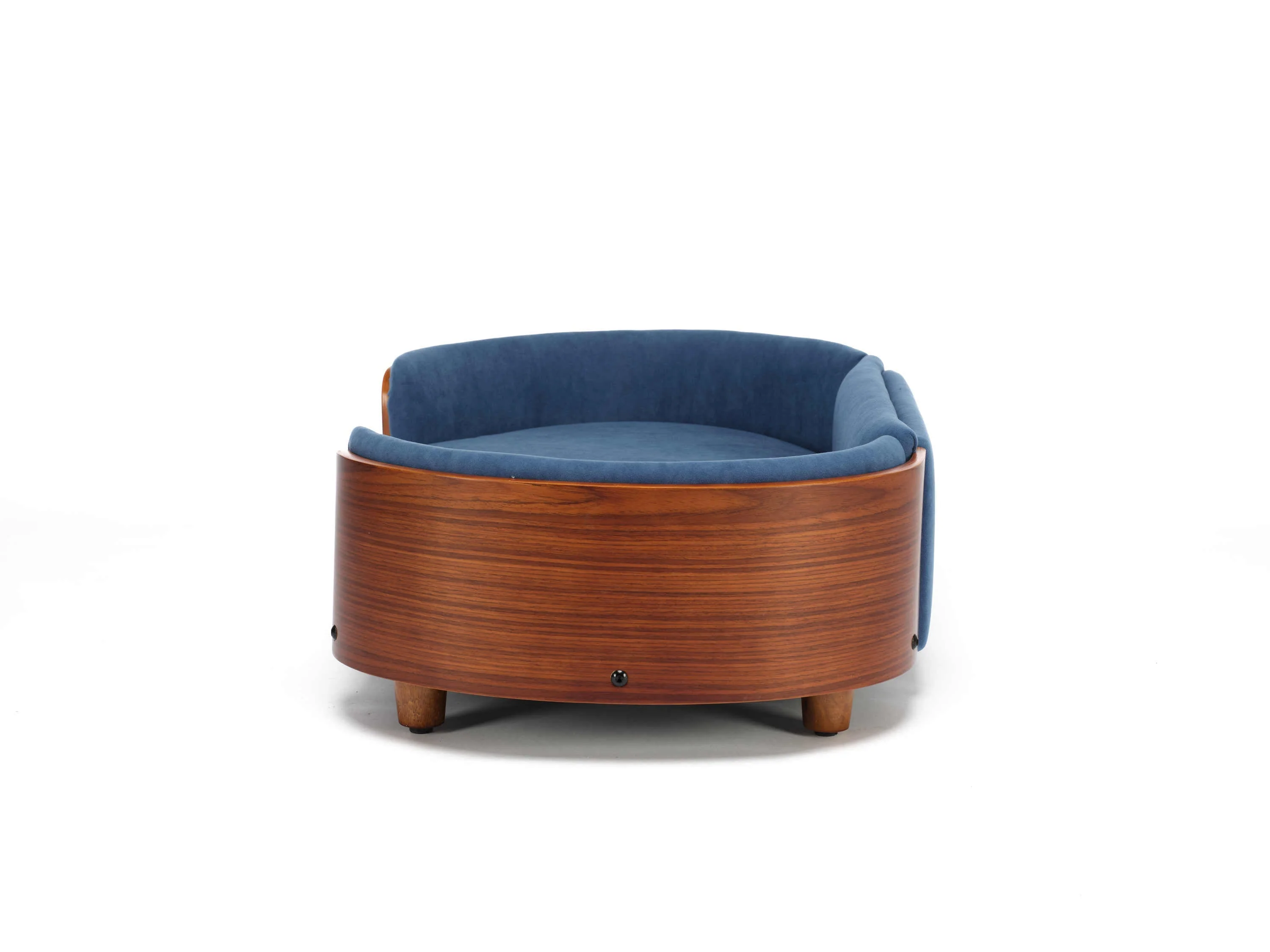 Scandinavian Style Elevated Dog Bed Mid Size Dark Blue Velvet - Image 15