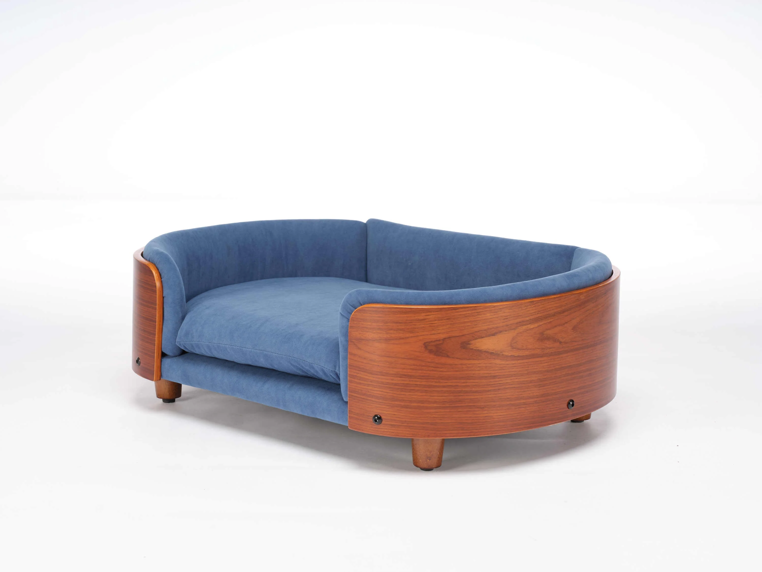 Scandinavian Style Elevated Dog Bed Mid Size Dark Blue Velvet - Image 16