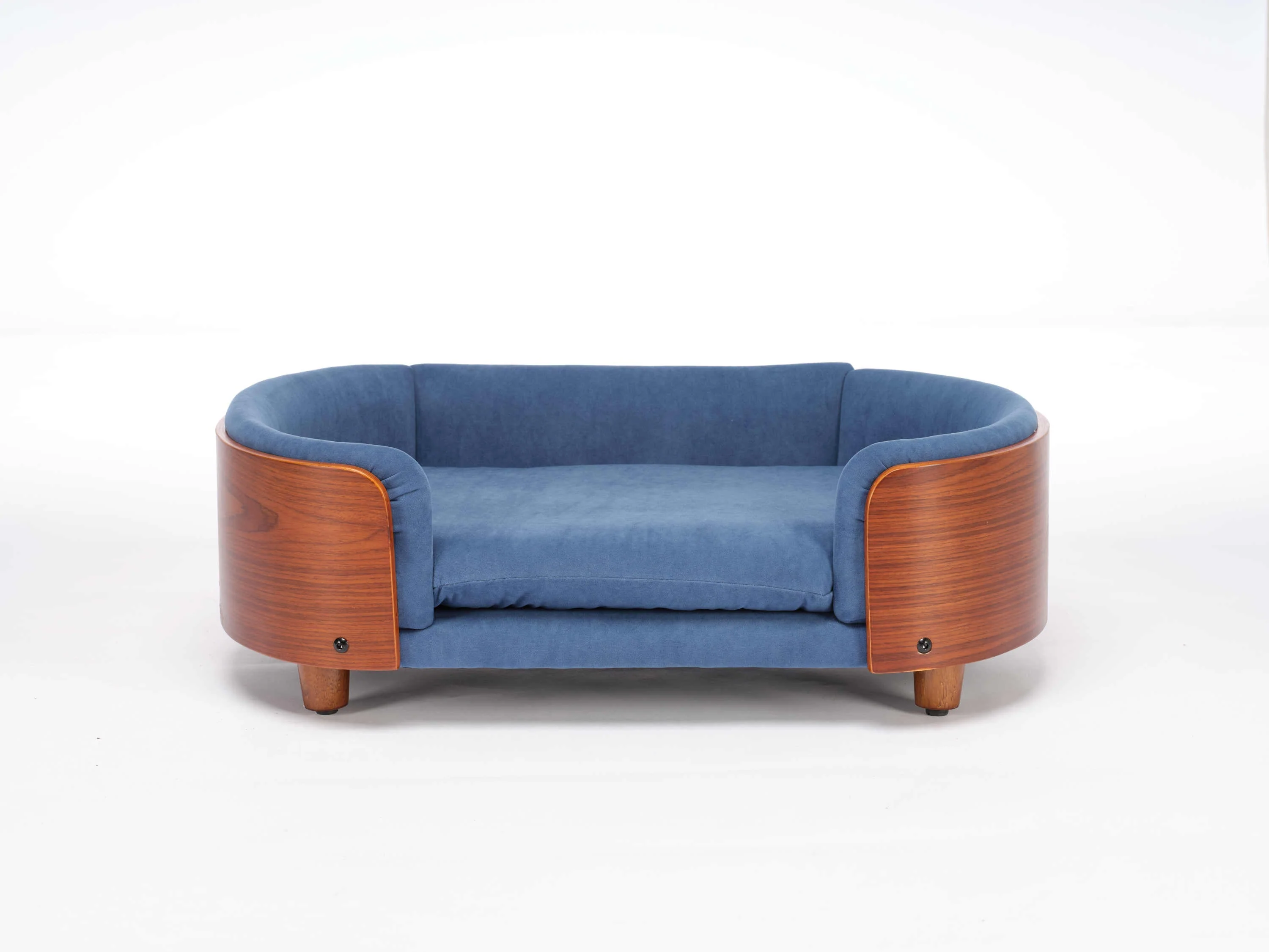 Scandinavian Style Elevated Dog Bed Mid Size Dark Blue Velvet - Image 17