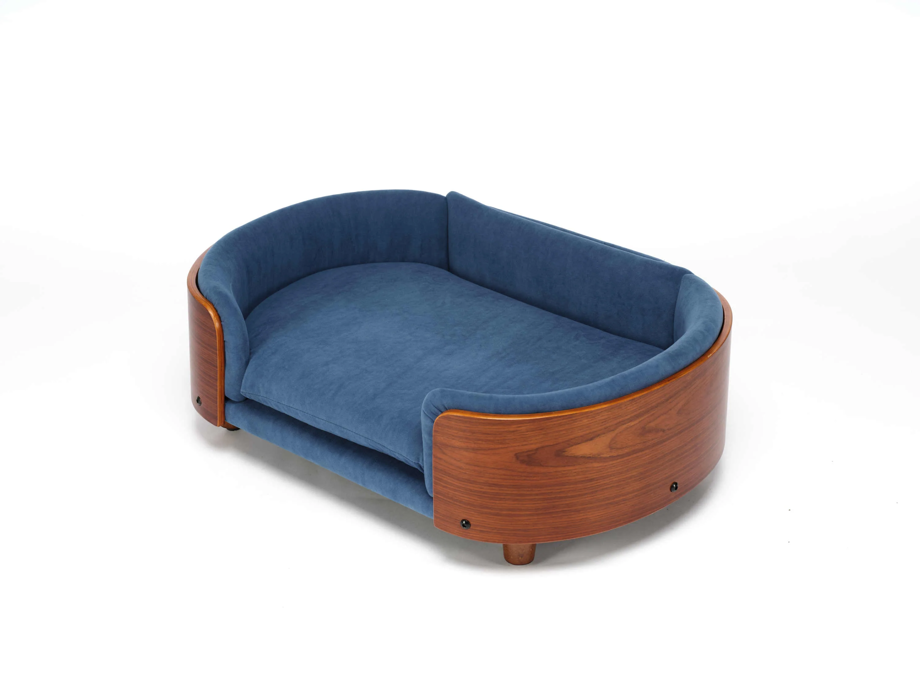 Scandinavian Style Elevated Dog Bed Mid Size Dark Blue Velvet - Image 19