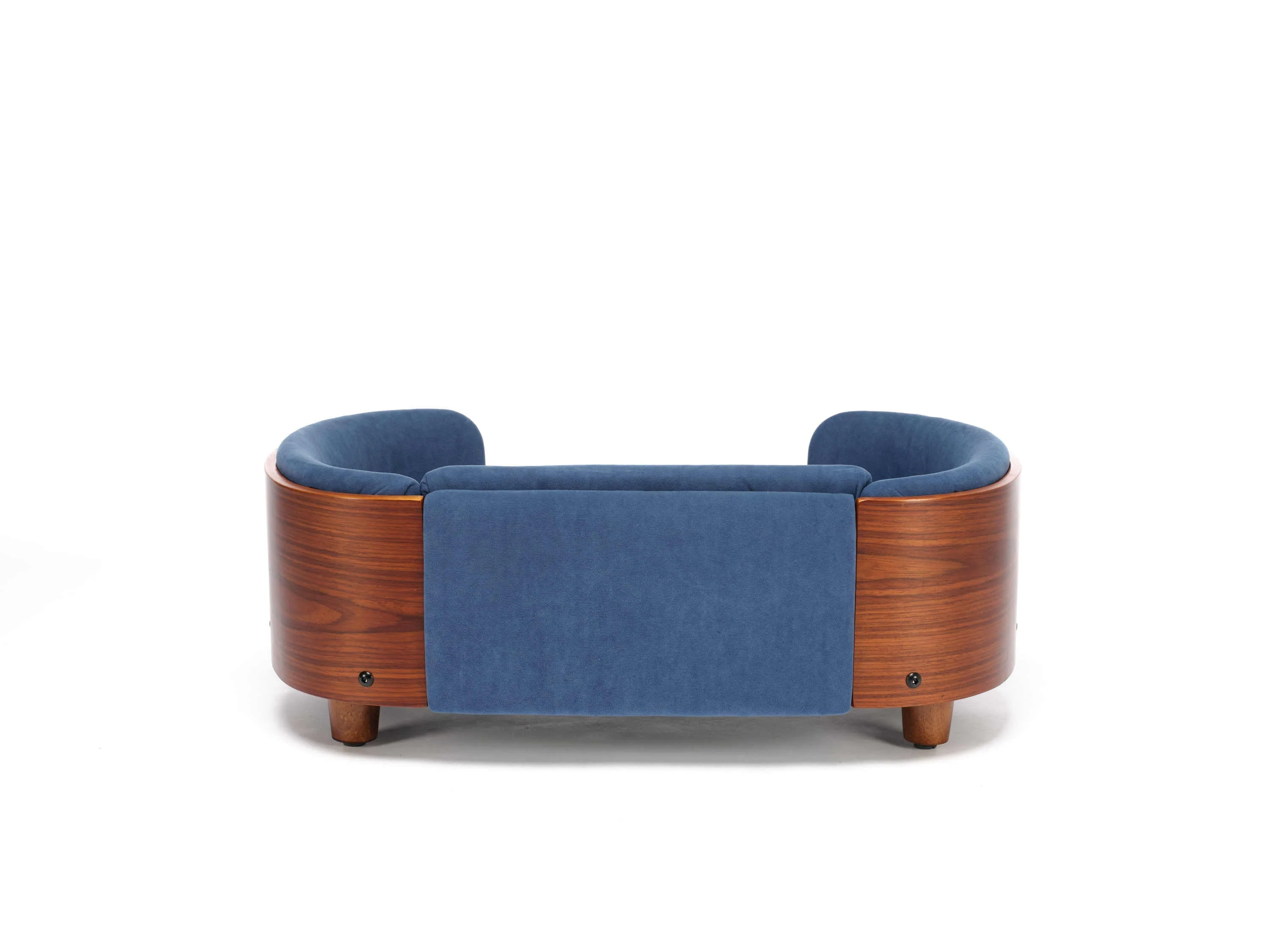 Scandinavian Style Elevated Dog Bed Pet Sofa Velvet Dark Blue Small Size - Image 10