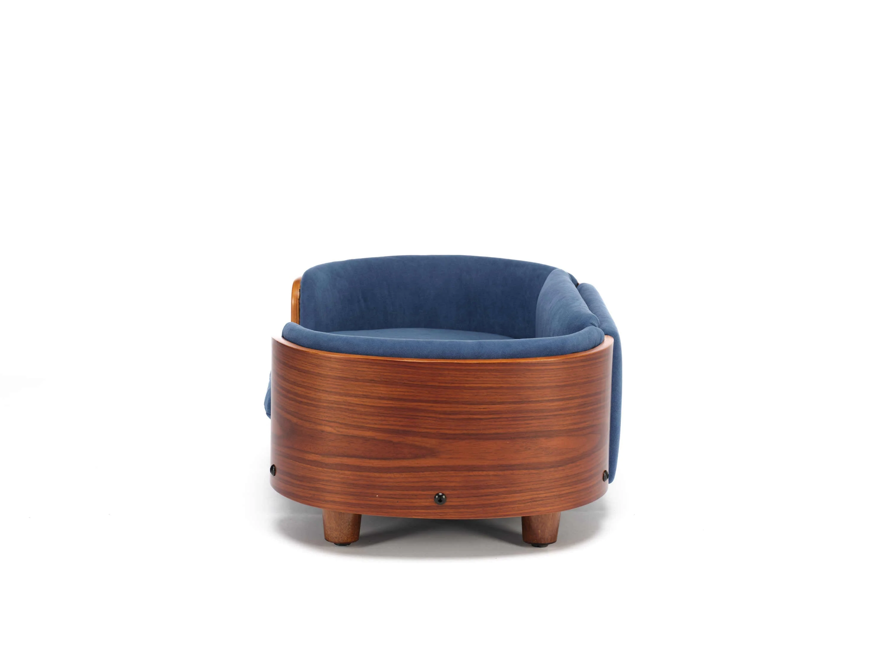 Scandinavian Style Elevated Dog Bed Pet Sofa Velvet Dark Blue Small Size - Image 18