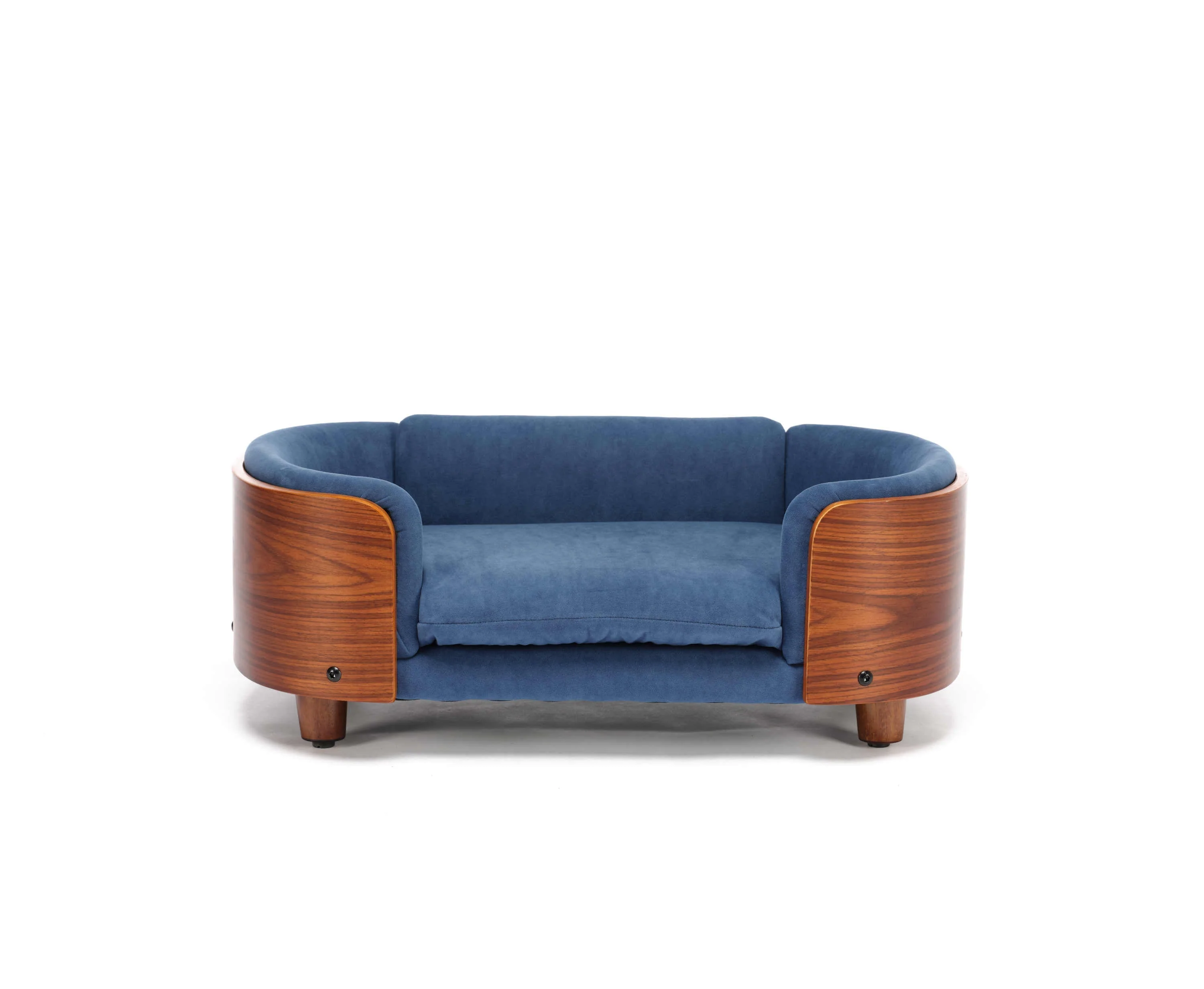 Scandinavian Style Elevated Dog Bed Pet Sofa Velvet Dark Blue Small Size - Image 19