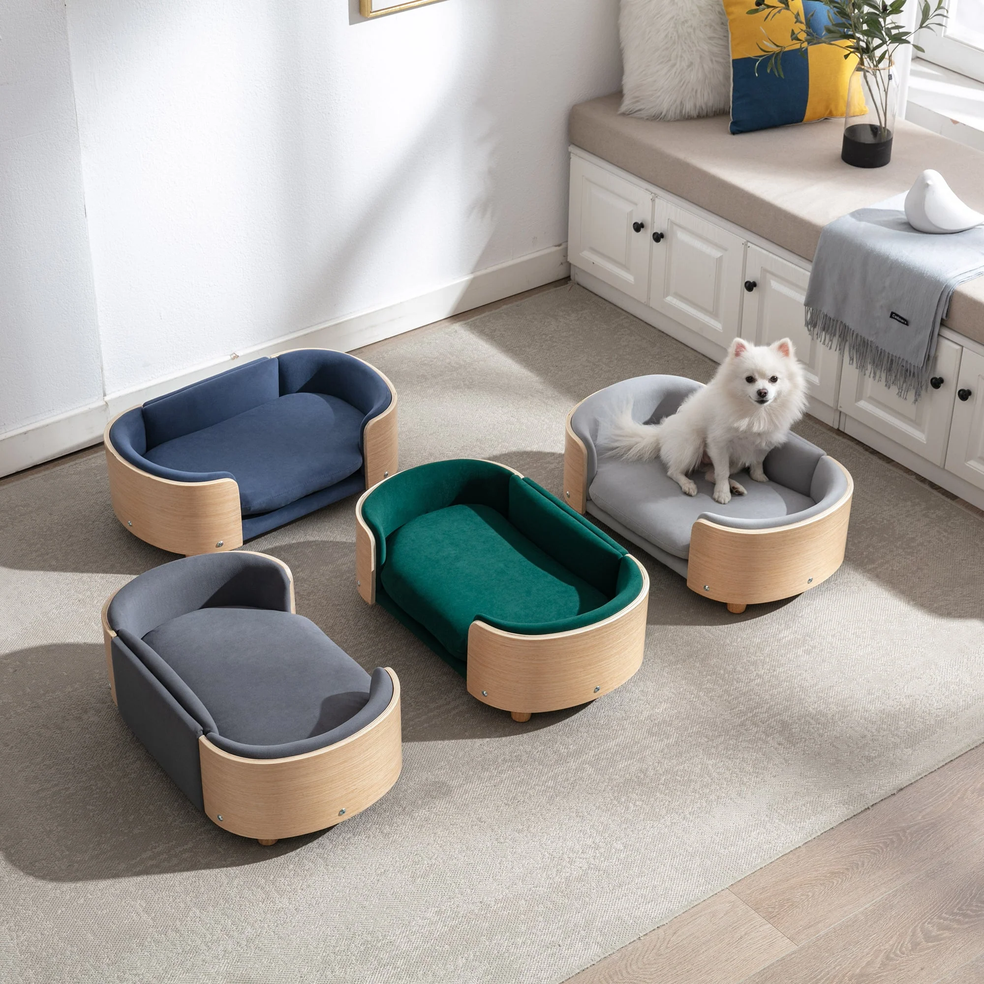 Scandinavian Style Elevated Dog Bed Pet Sofa With Solid Wood Legs - Image 12