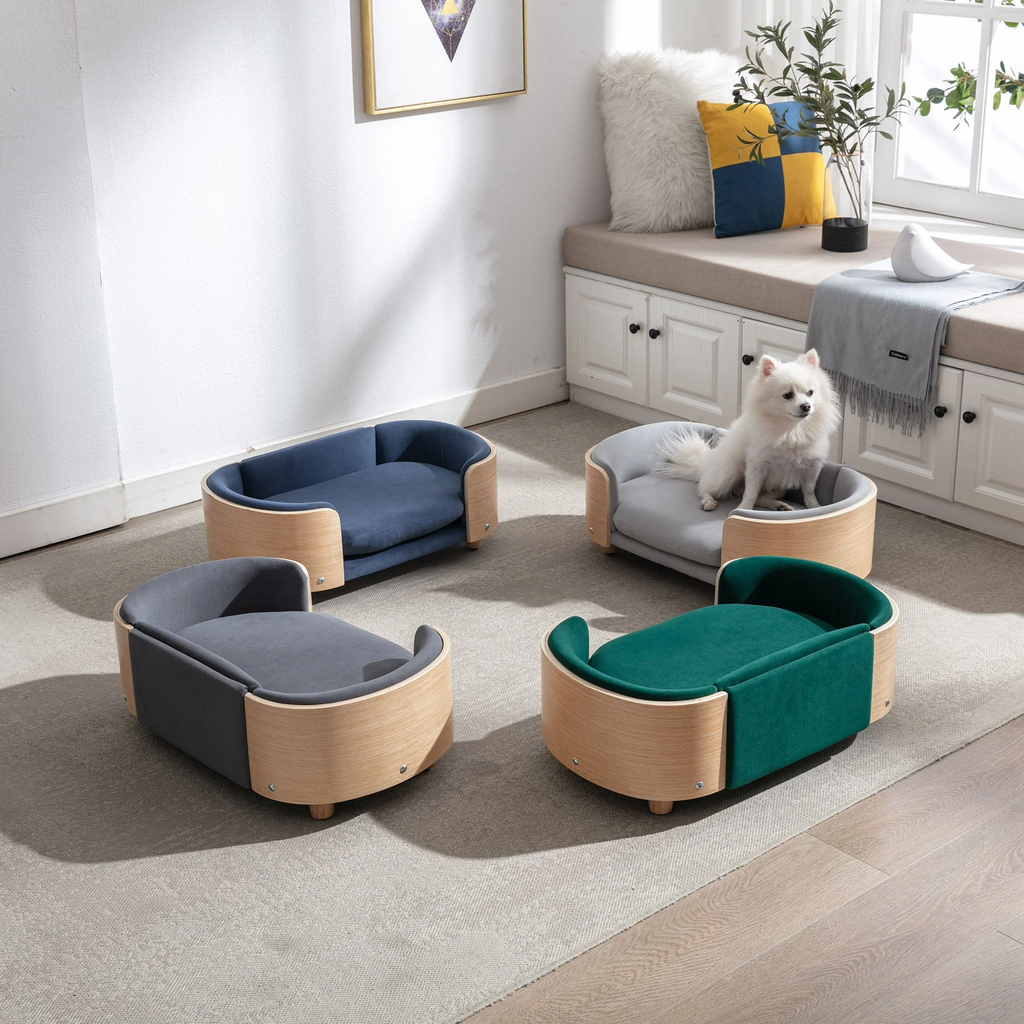 Scandinavian Style Elevated Dog Bed Pet Sofa With Solid Wood Legs - Image 13