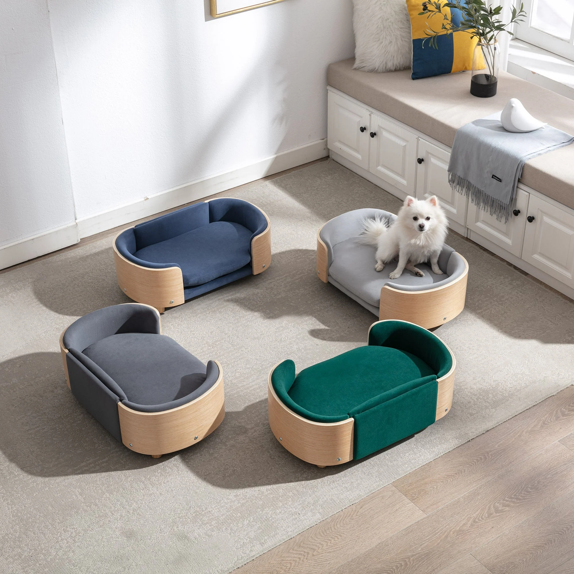 Scandinavian Style Elevated Dog Bed Pet Sofa With Solid Wood Legs - Image 14