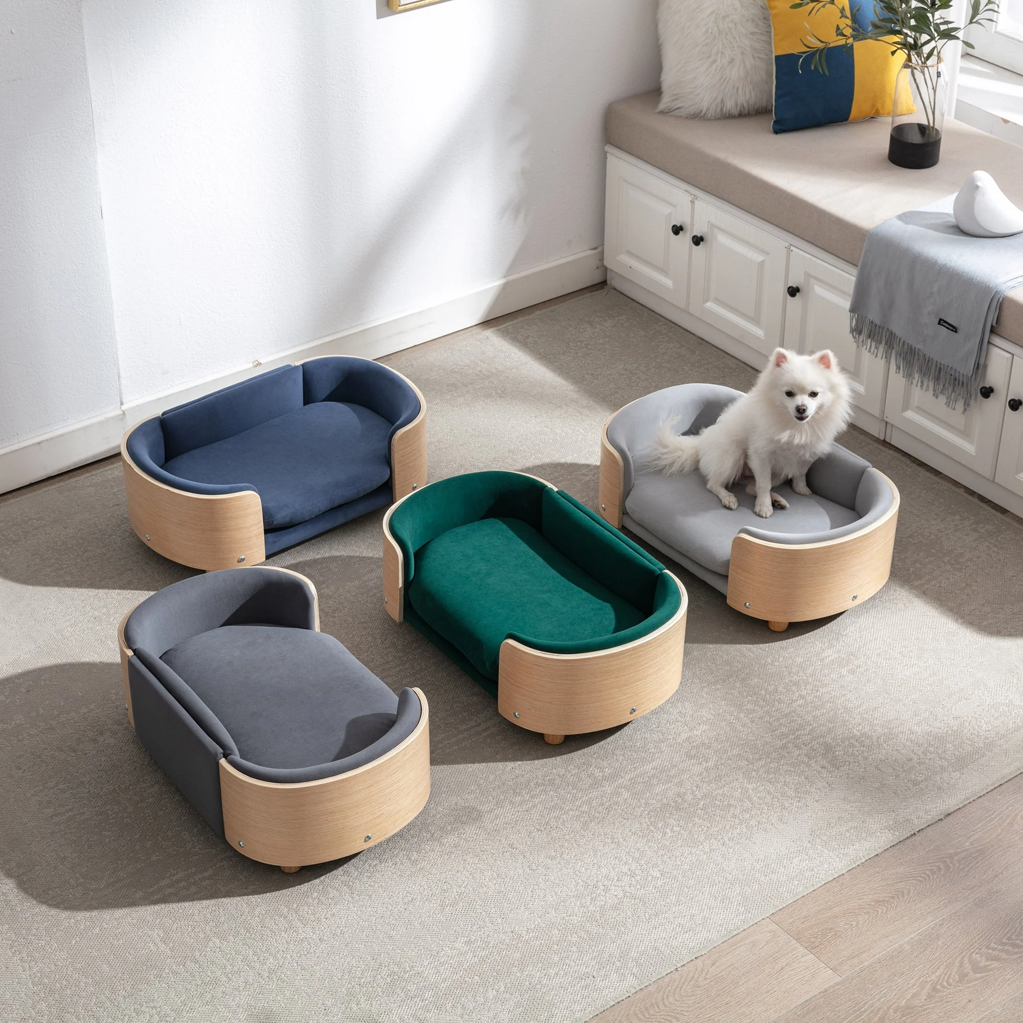Scandinavian Style Elevated Dog Bed Pet Sofa With Solid Wood Legs - Image 15
