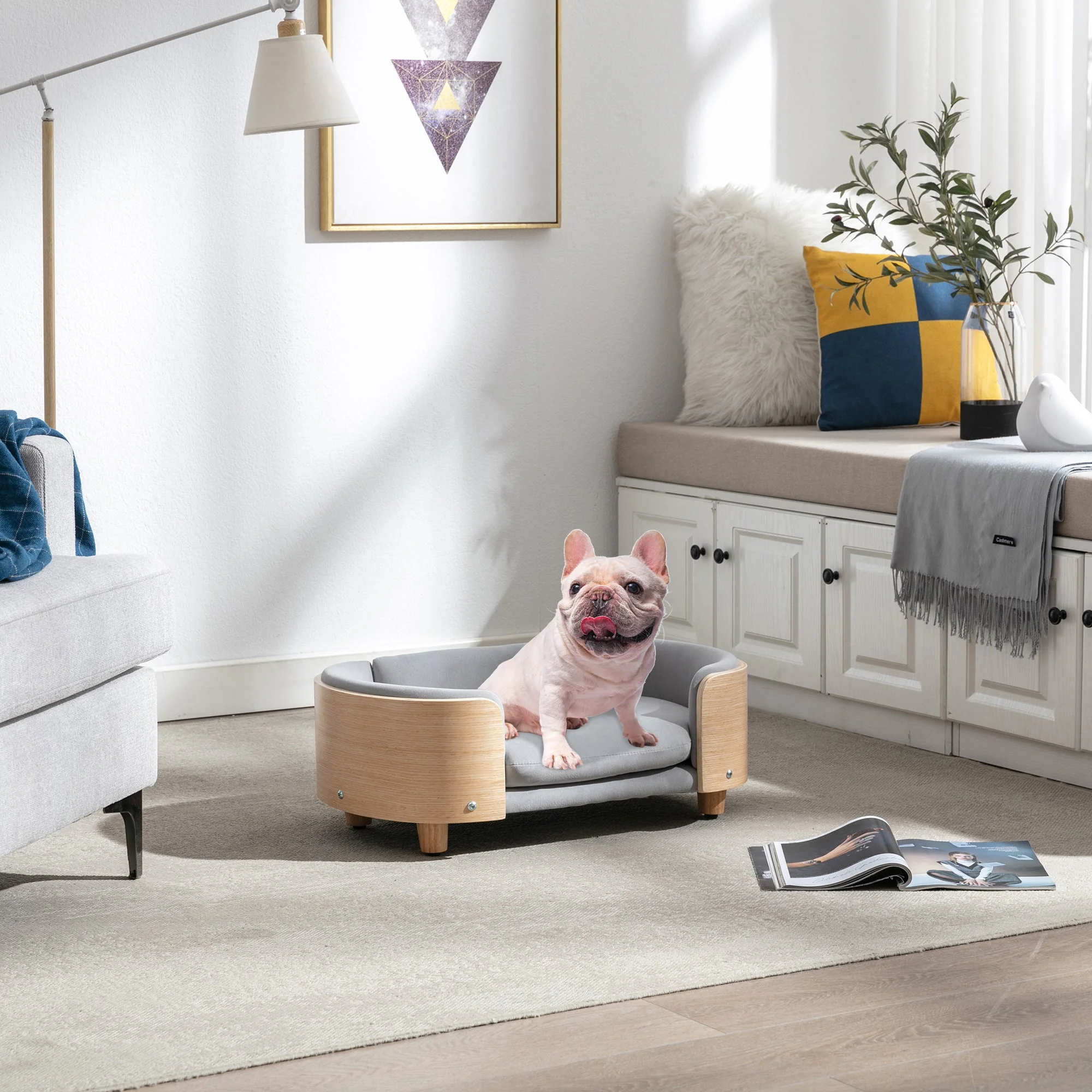 Scandinavian Style Elevated Dog Bed Pet Sofa With Solid Wood Legs - Image 16
