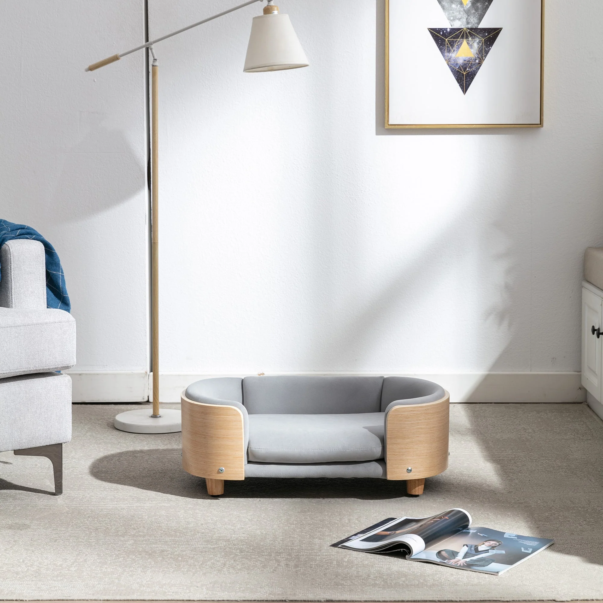 Scandinavian Style Elevated Dog Bed Pet Sofa With Solid Wood Legs - Image 5