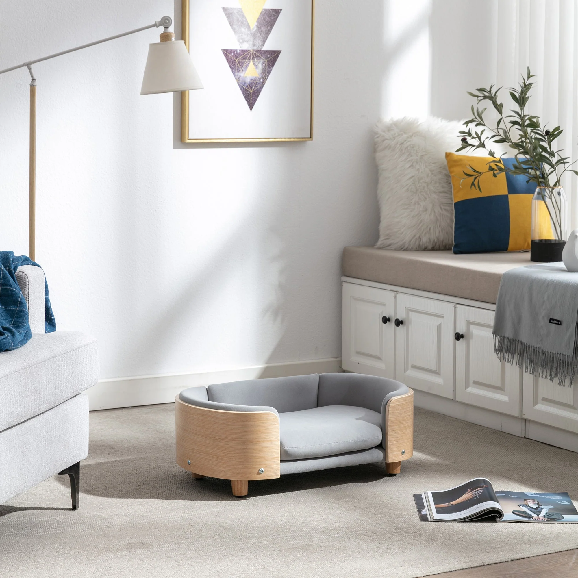 Scandinavian Style Elevated Dog Bed Pet Sofa With Solid Wood Legs - Image 7