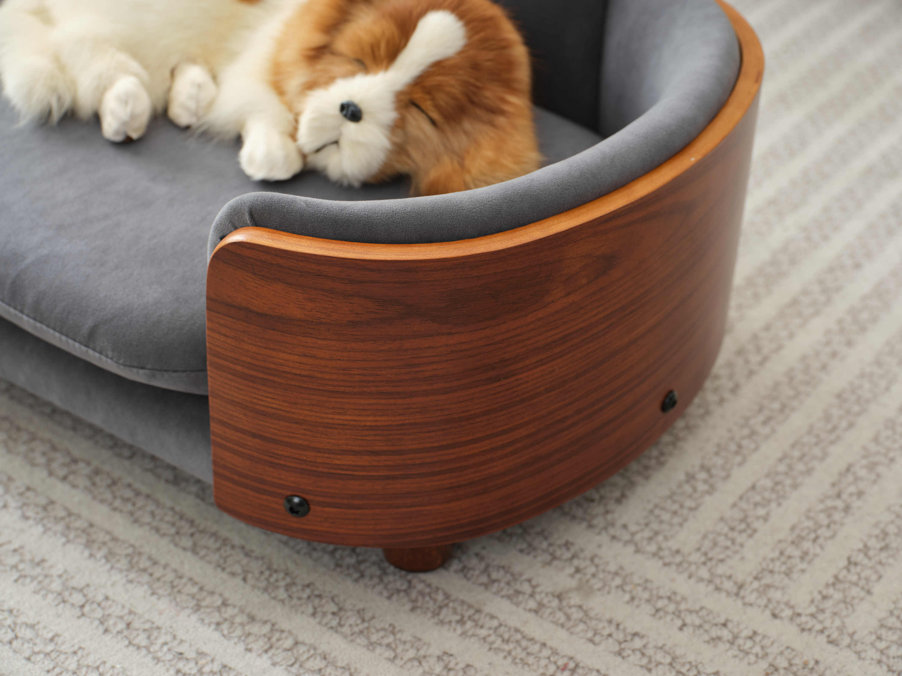 Scandinavian Style Elevated Dog Bed with Solid Walnut Wood Legs - Image 7