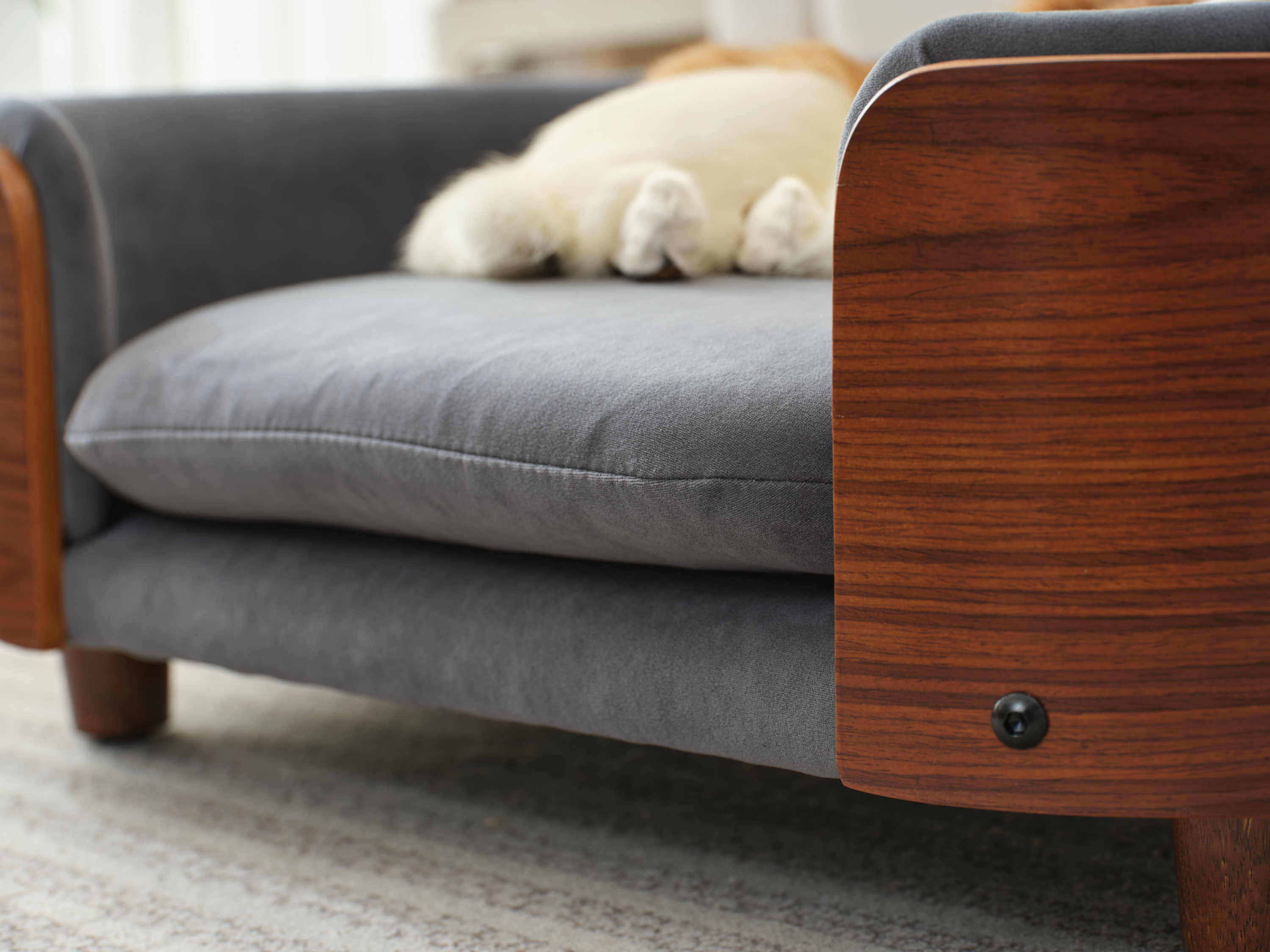 Scandinavian Style Elevated Dog Bed with Solid Walnut Wood Legs - Image 8