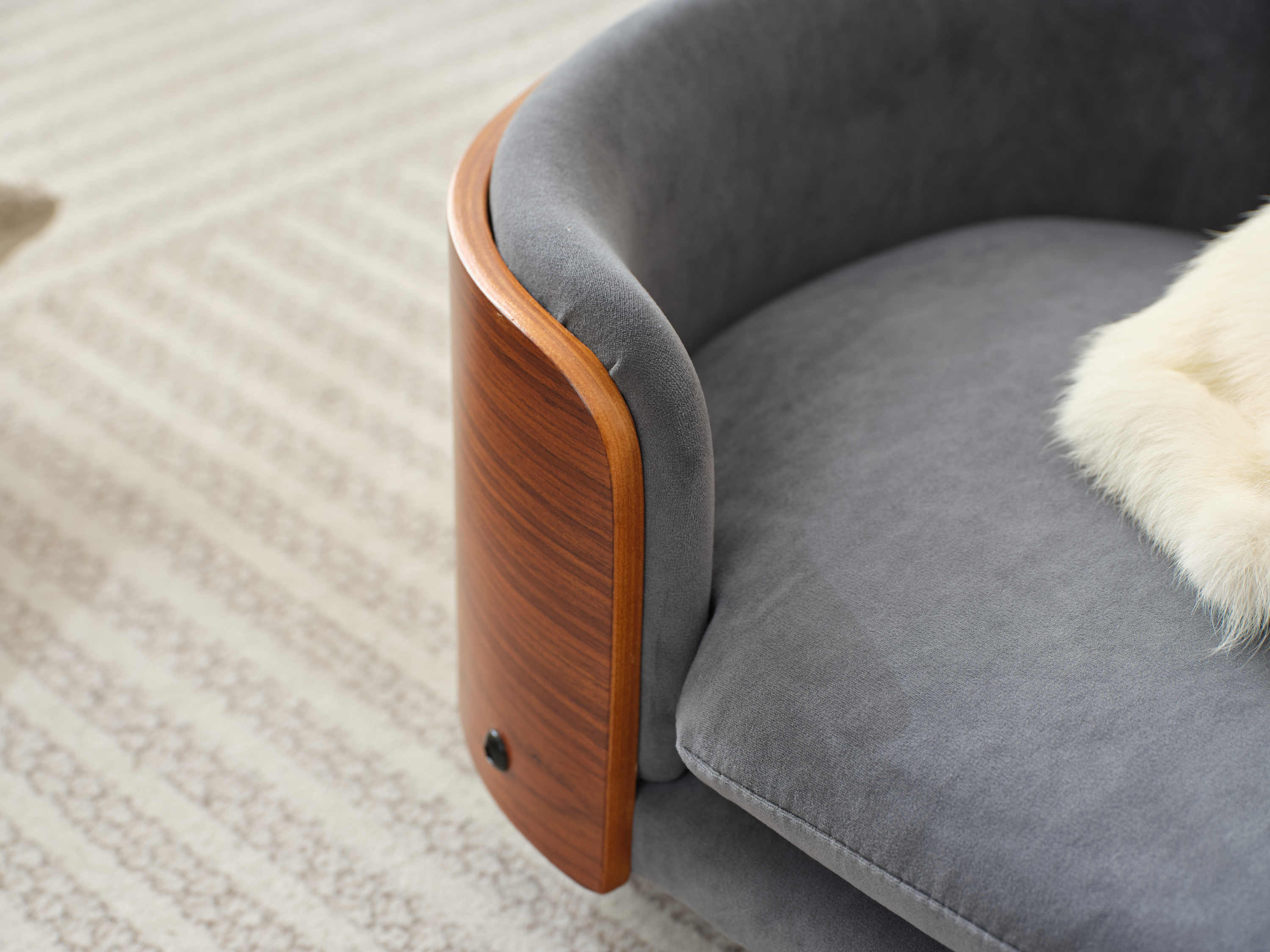Scandinavian Style Elevated Dog Bed with Solid Walnut Wood Legs - Image 9