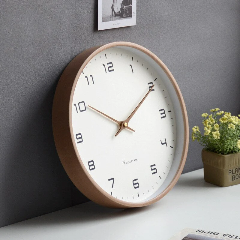 Scandinavian Wooden Wall Clock Minimalist Quartz Silent 25cm 30cm - Image 4