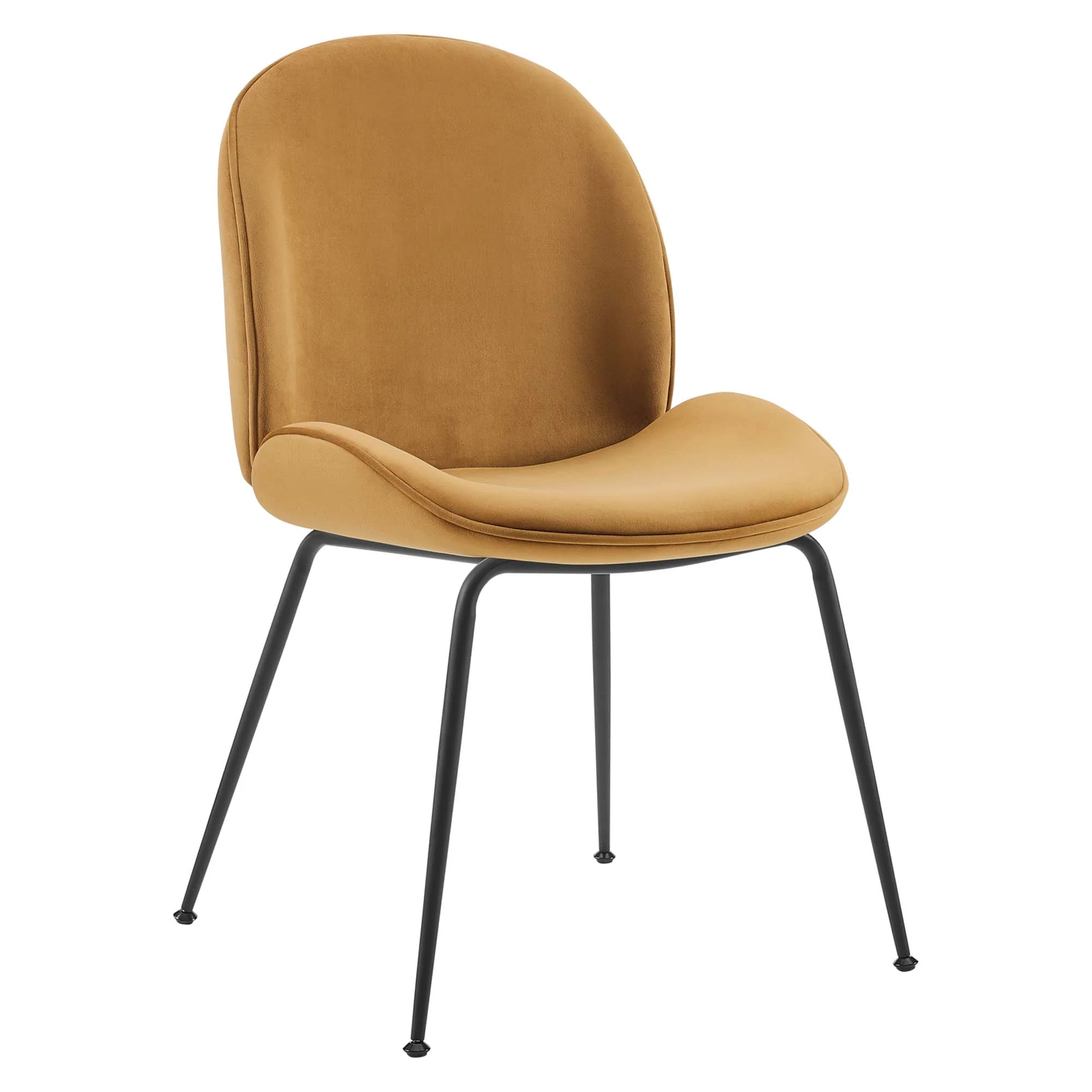 Scoop Black Powder Coated Steel Leg Performance Velvet Dining Chairs Set of 2 by Modway - Image 2