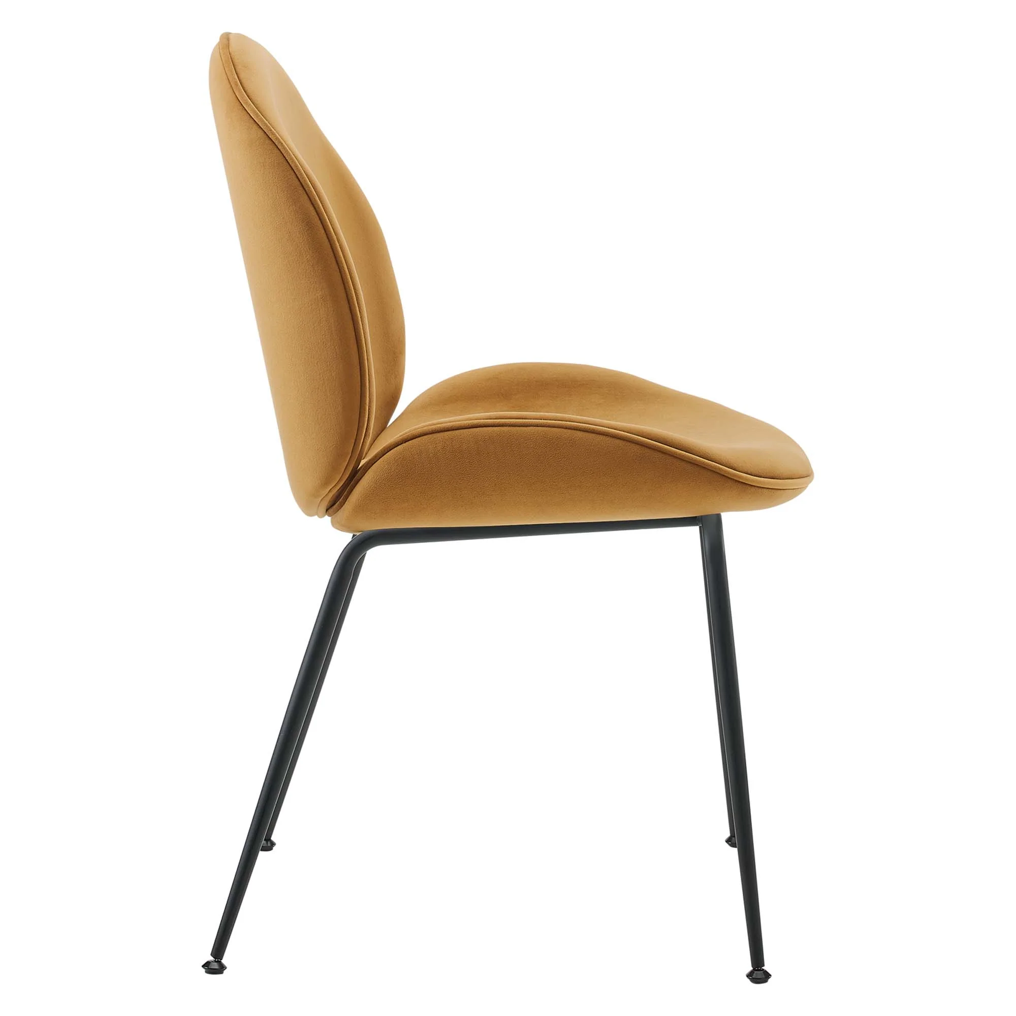 Scoop Black Powder Coated Steel Leg Performance Velvet Dining Chairs Set of 2 by Modway - Image 3