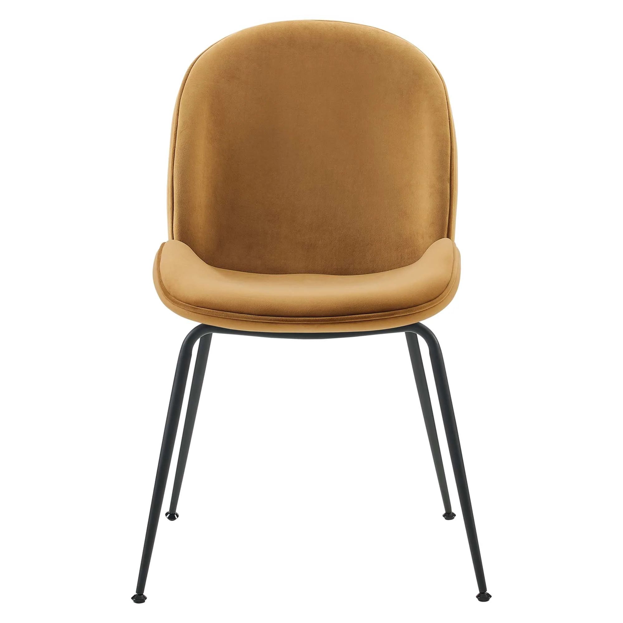 Scoop Black Powder Coated Steel Leg Performance Velvet Dining Chairs Set of 2 by Modway - Image 5