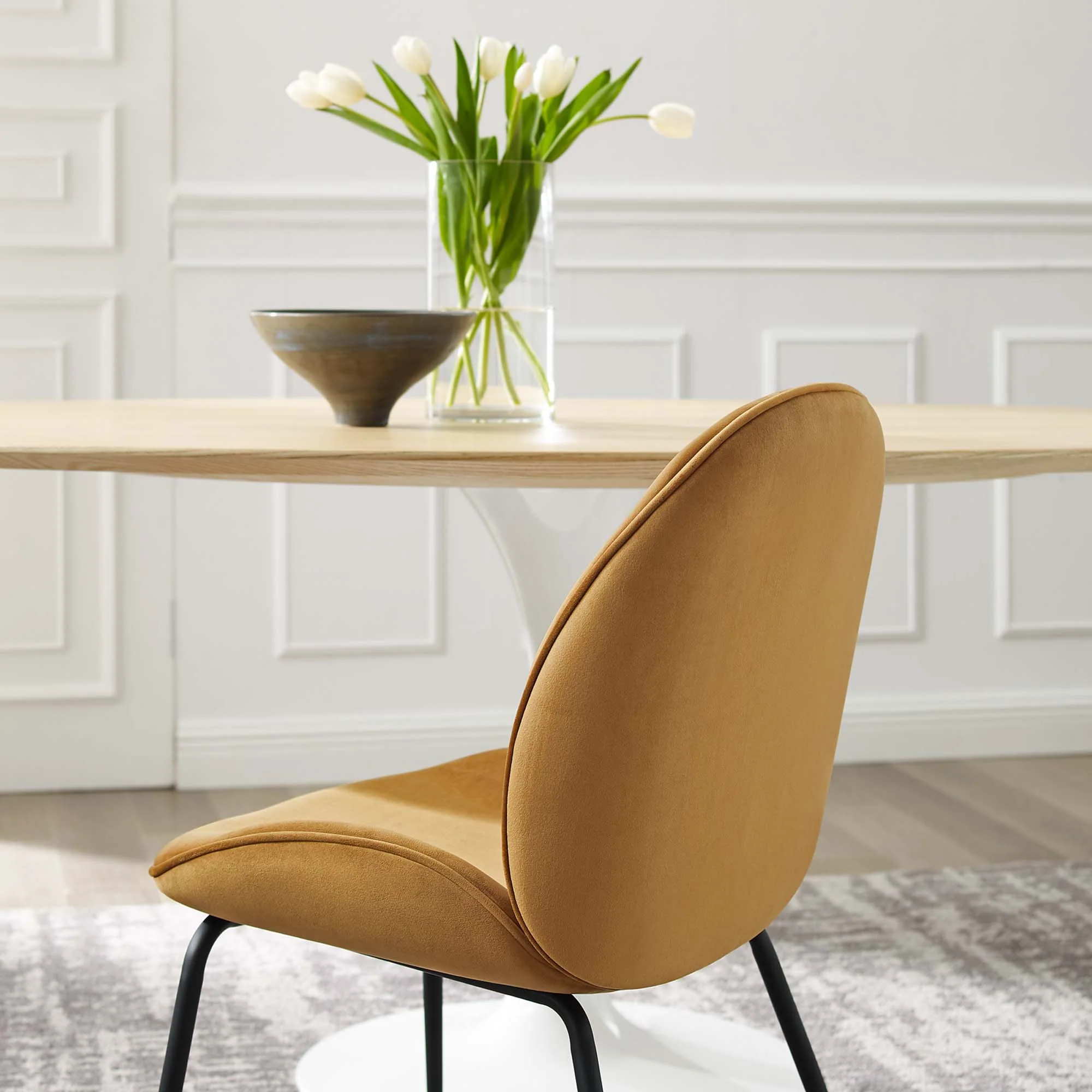 Scoop Black Powder Coated Steel Leg Performance Velvet Dining Chairs Set of 2 by Modway - Image 7