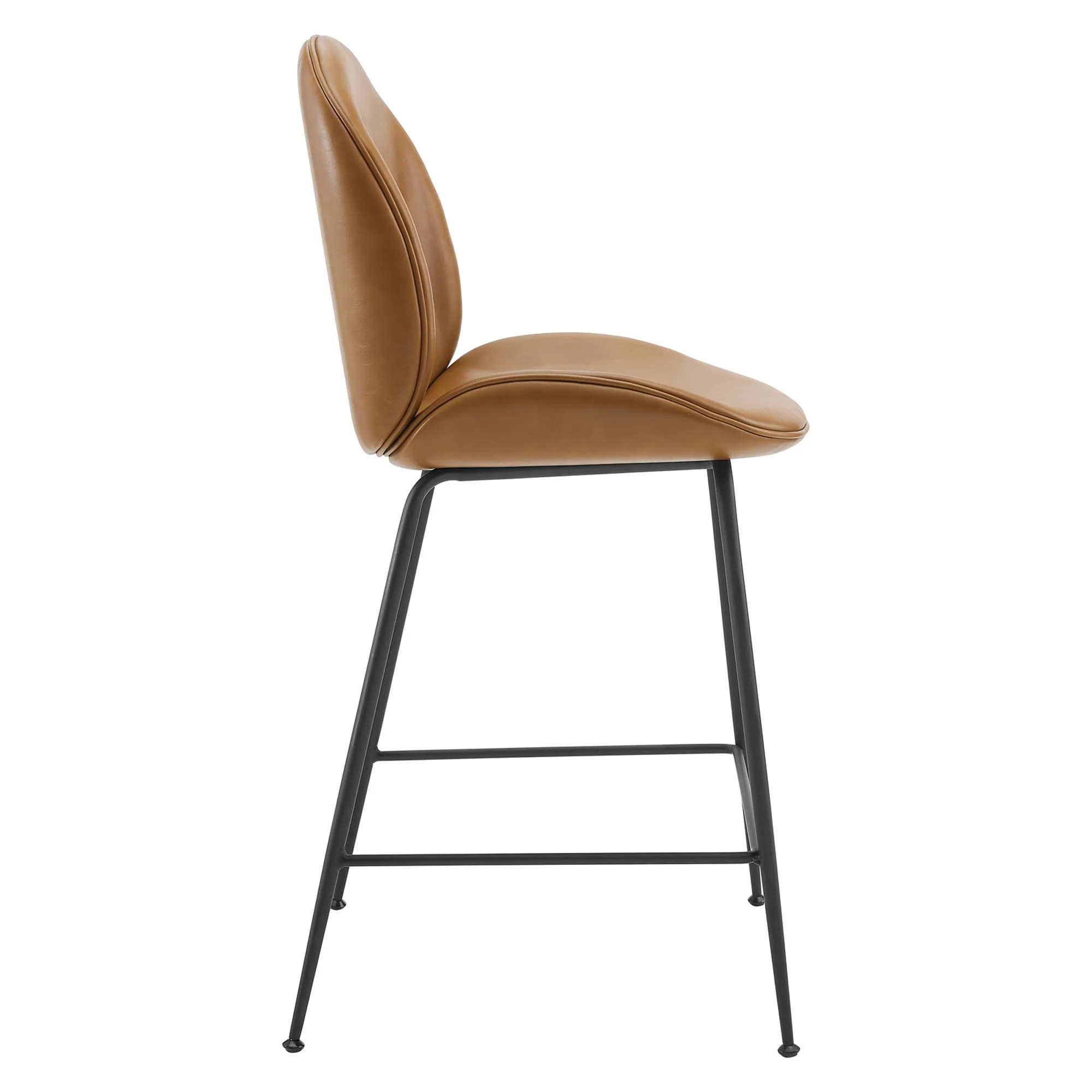 Scoop Black Powder Coated Steel Leg Vegan Leather Counter Stool by Modway - Image 2