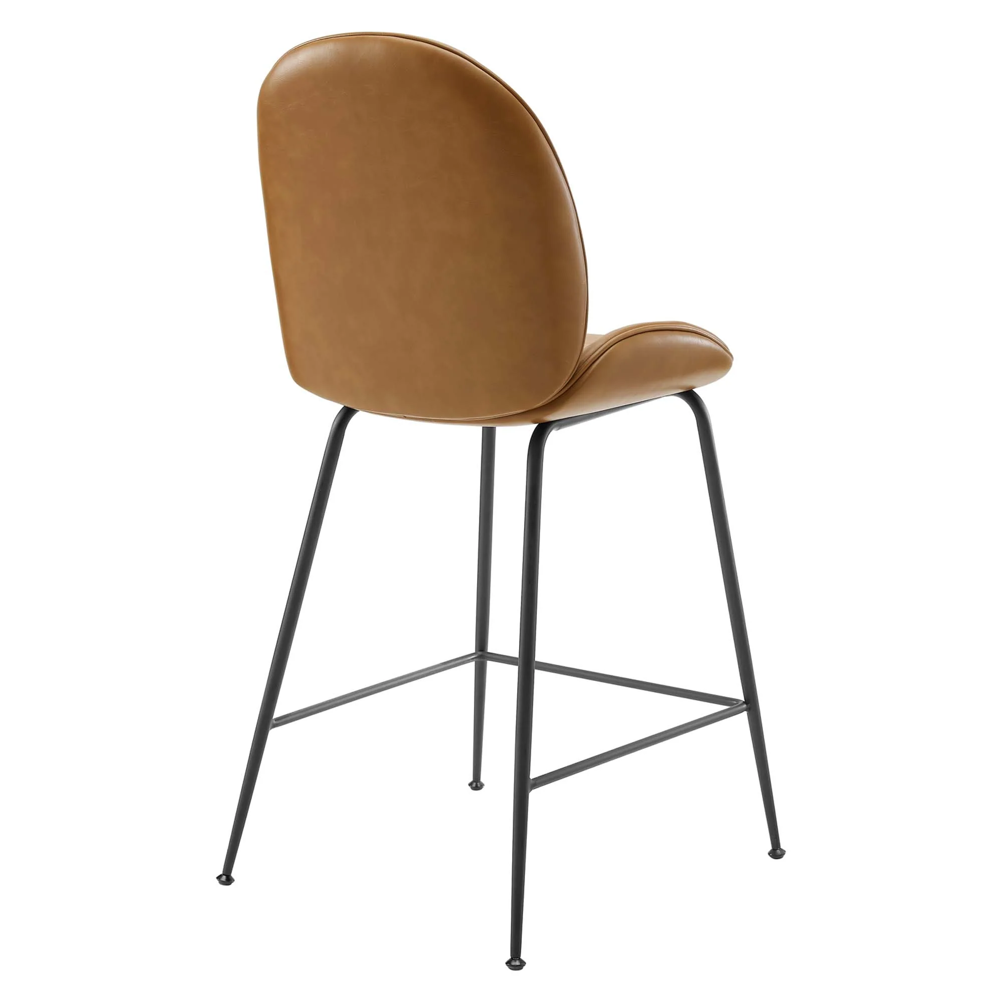 Scoop Black Powder Coated Steel Leg Vegan Leather Counter Stool by Modway - Image 3