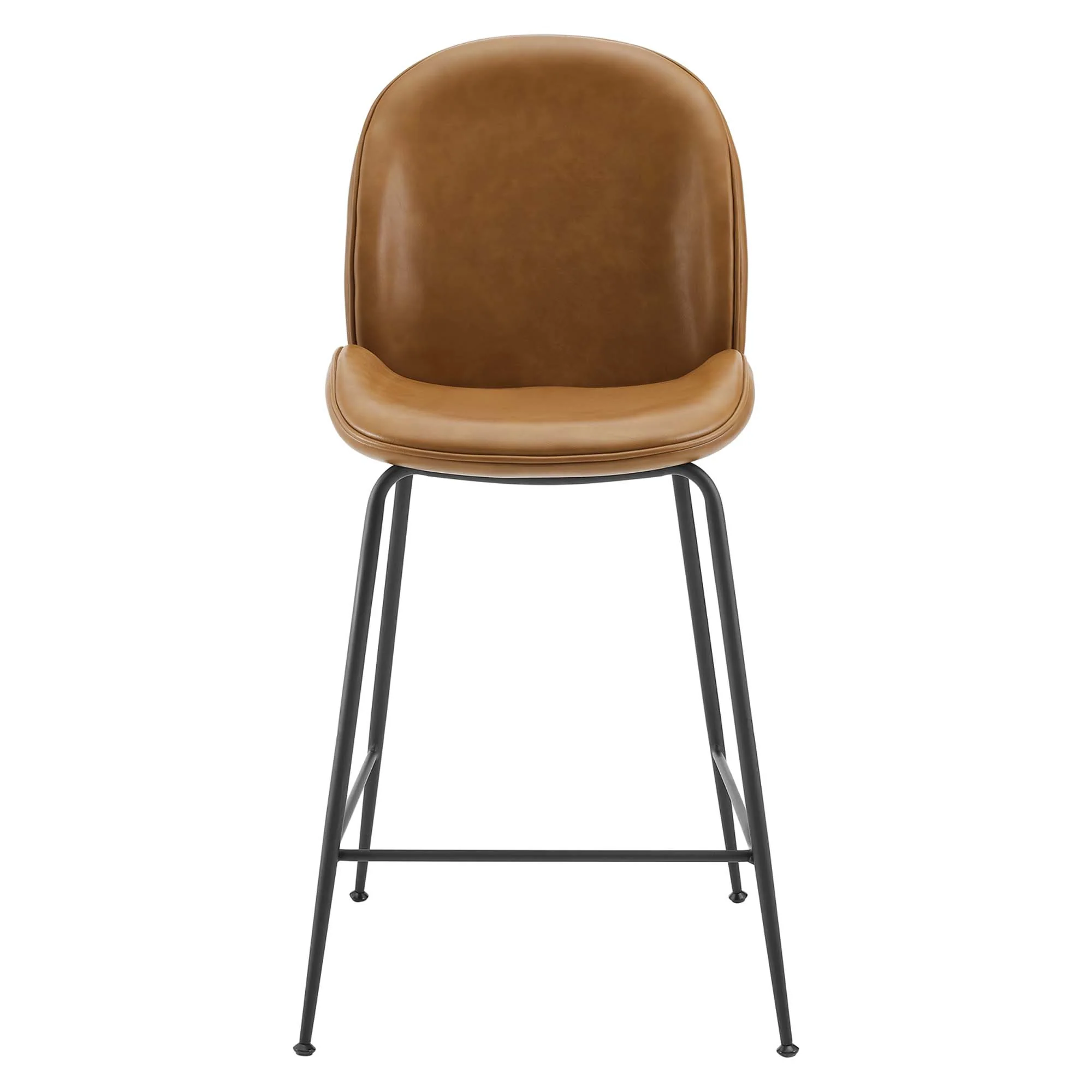 Scoop Black Powder Coated Steel Leg Vegan Leather Counter Stool by Modway - Image 4