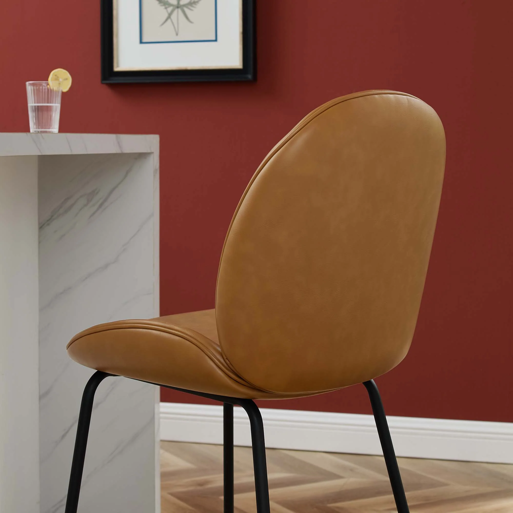 Scoop Black Powder Coated Steel Leg Vegan Leather Counter Stool by Modway - Image 6