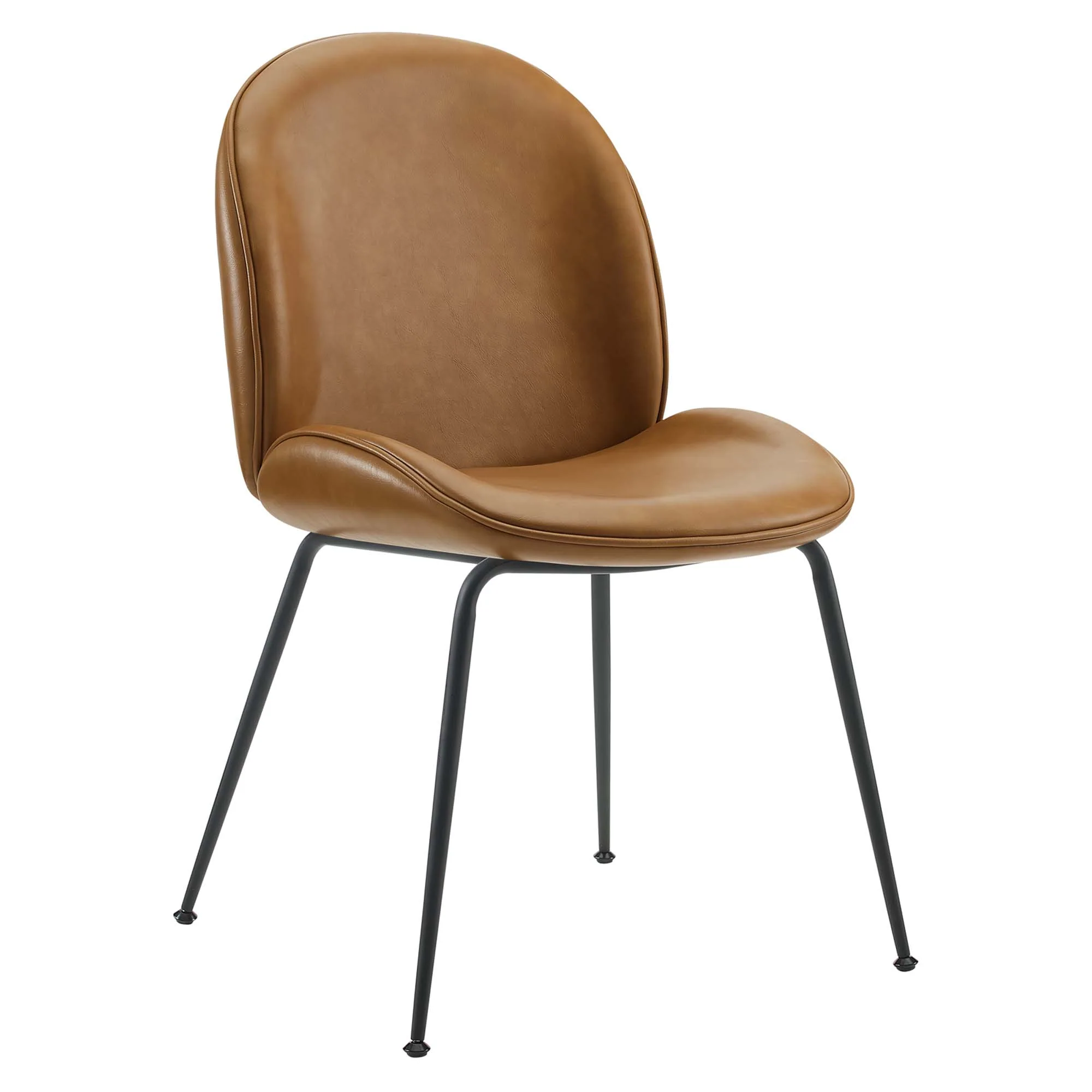 Scoop Black Powder Coated Steel Leg Vegan Leather Dining Chairs Set of 2 by Modway - Image 2