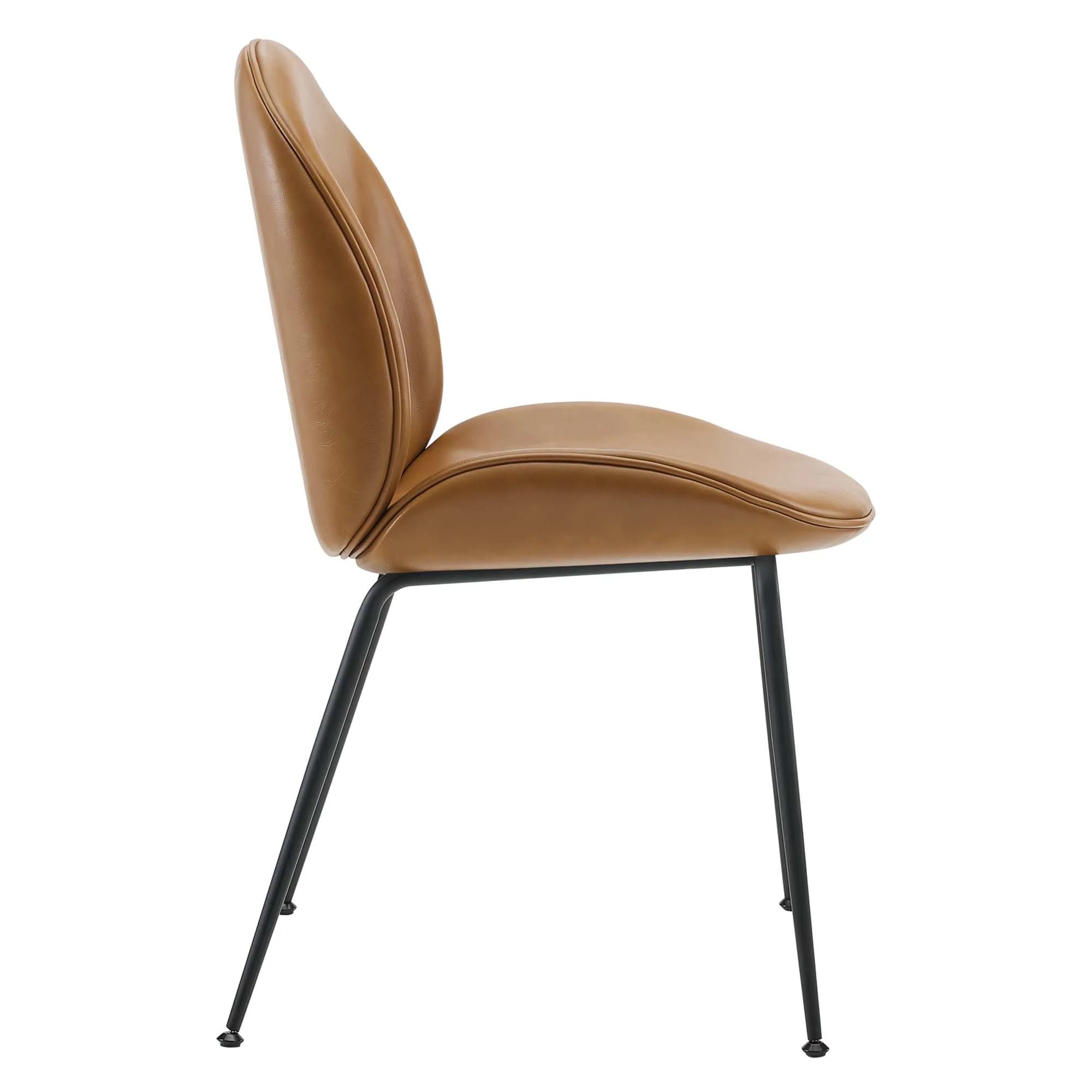 Scoop Black Powder Coated Steel Leg Vegan Leather Dining Chairs Set of 2 by Modway - Image 3