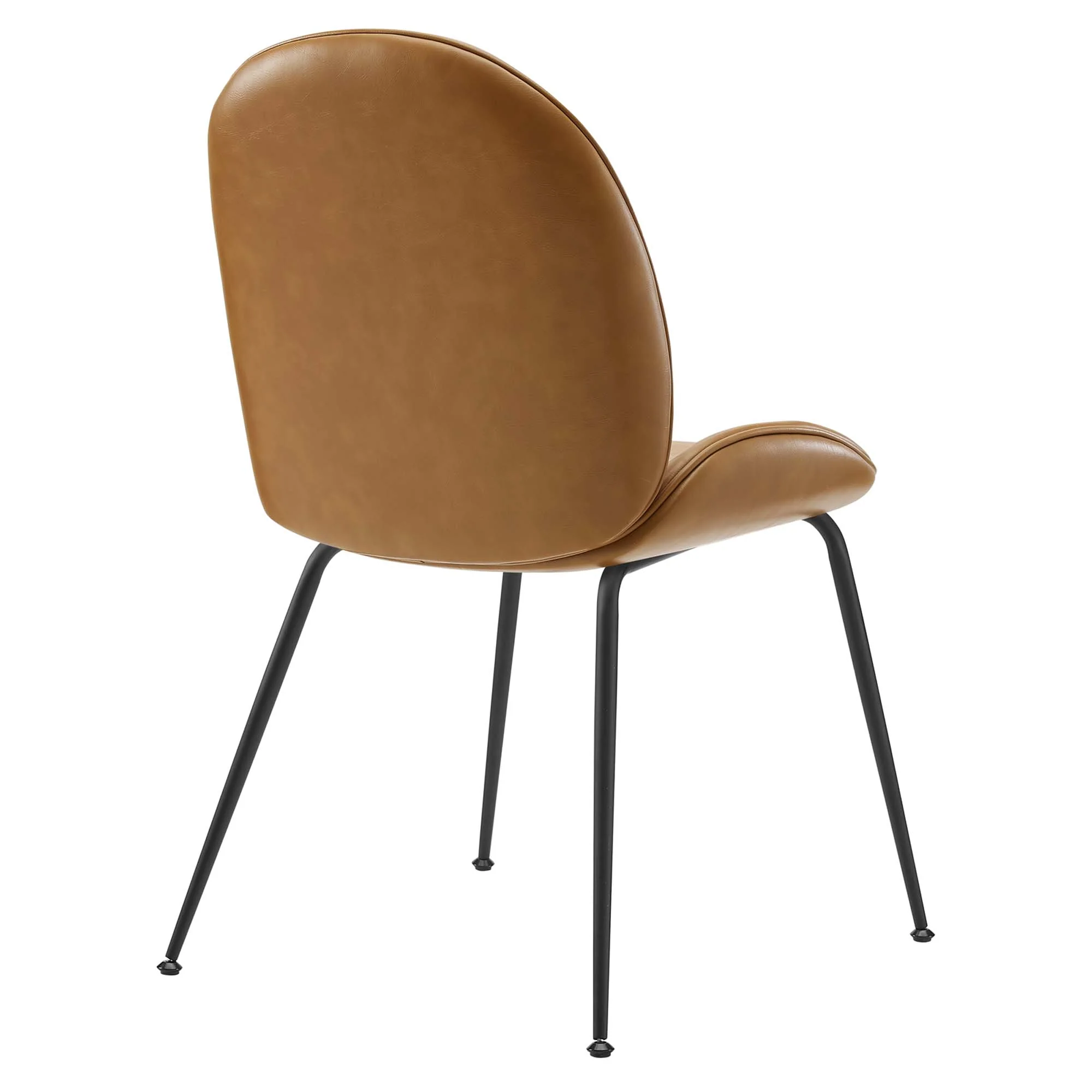 Scoop Black Powder Coated Steel Leg Vegan Leather Dining Chairs Set of 2 by Modway - Image 4