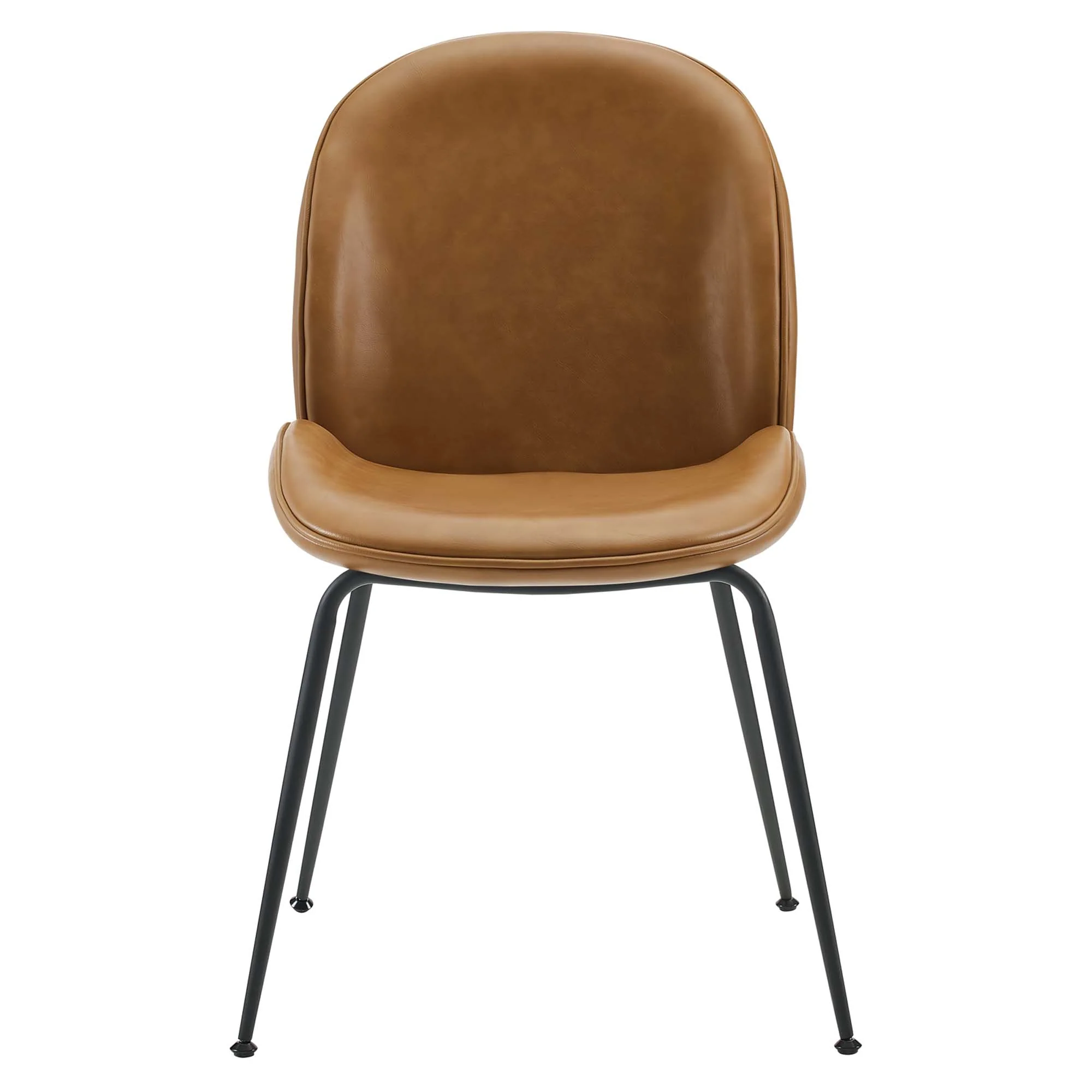 Scoop Black Powder Coated Steel Leg Vegan Leather Dining Chairs Set of 2 by Modway - Image 5