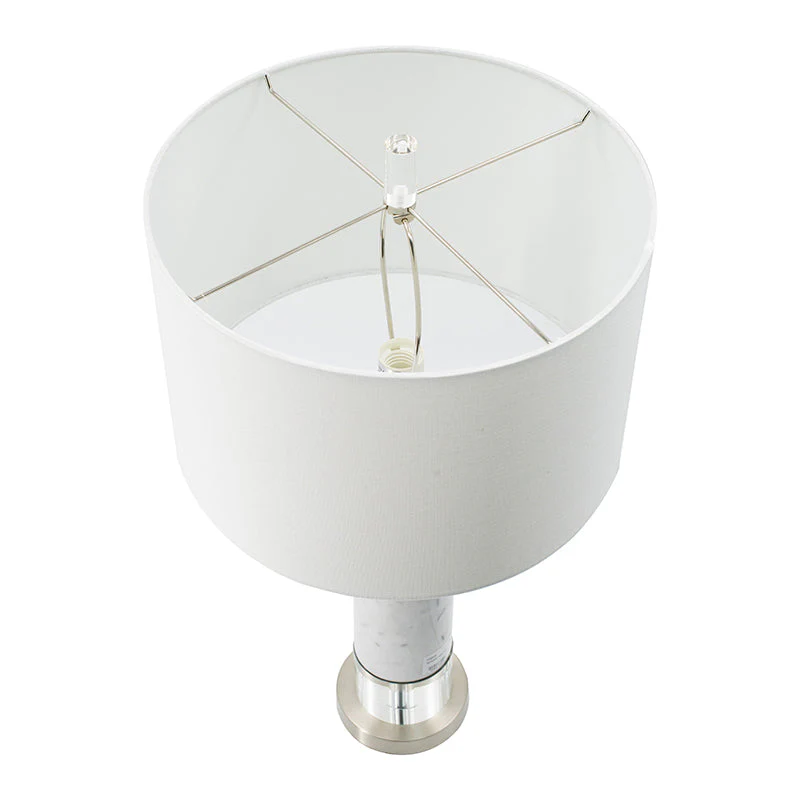 Sculpted Marble & Crystal Cylinder Table Lamp - Image 3