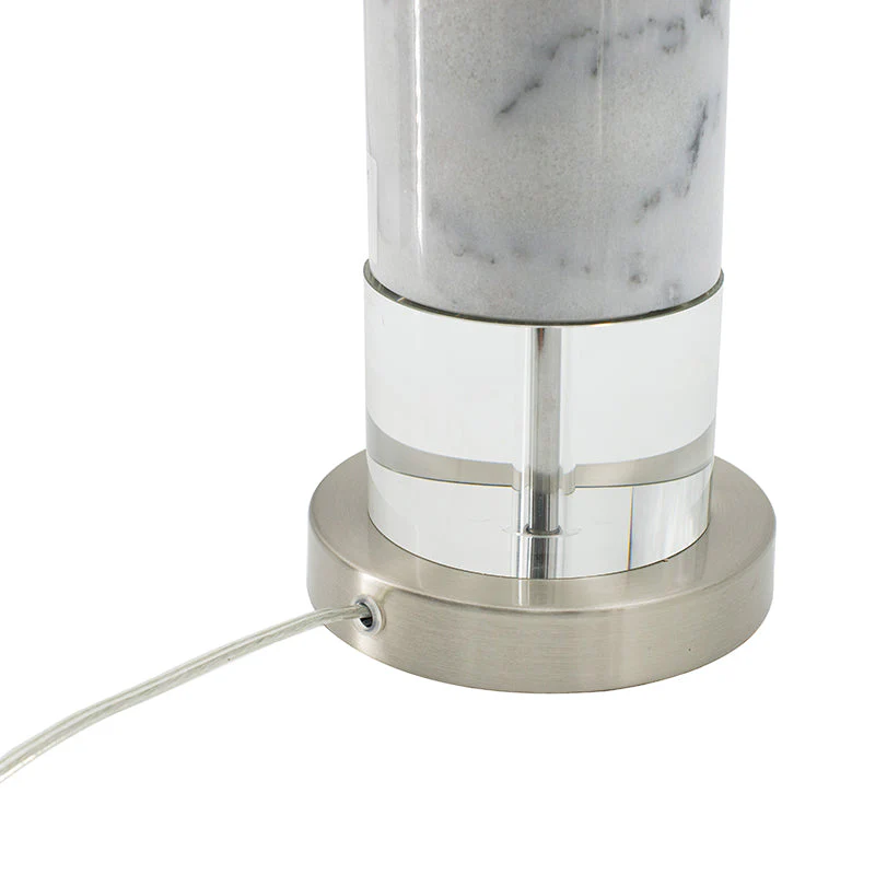 Sculpted Marble & Crystal Cylinder Table Lamp - Image 5
