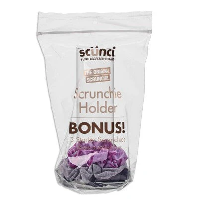 scunci Hair Accessories Scrunchies and Hair Ties Organizer with 3 Bonus Scrunchies 4pcs set - New