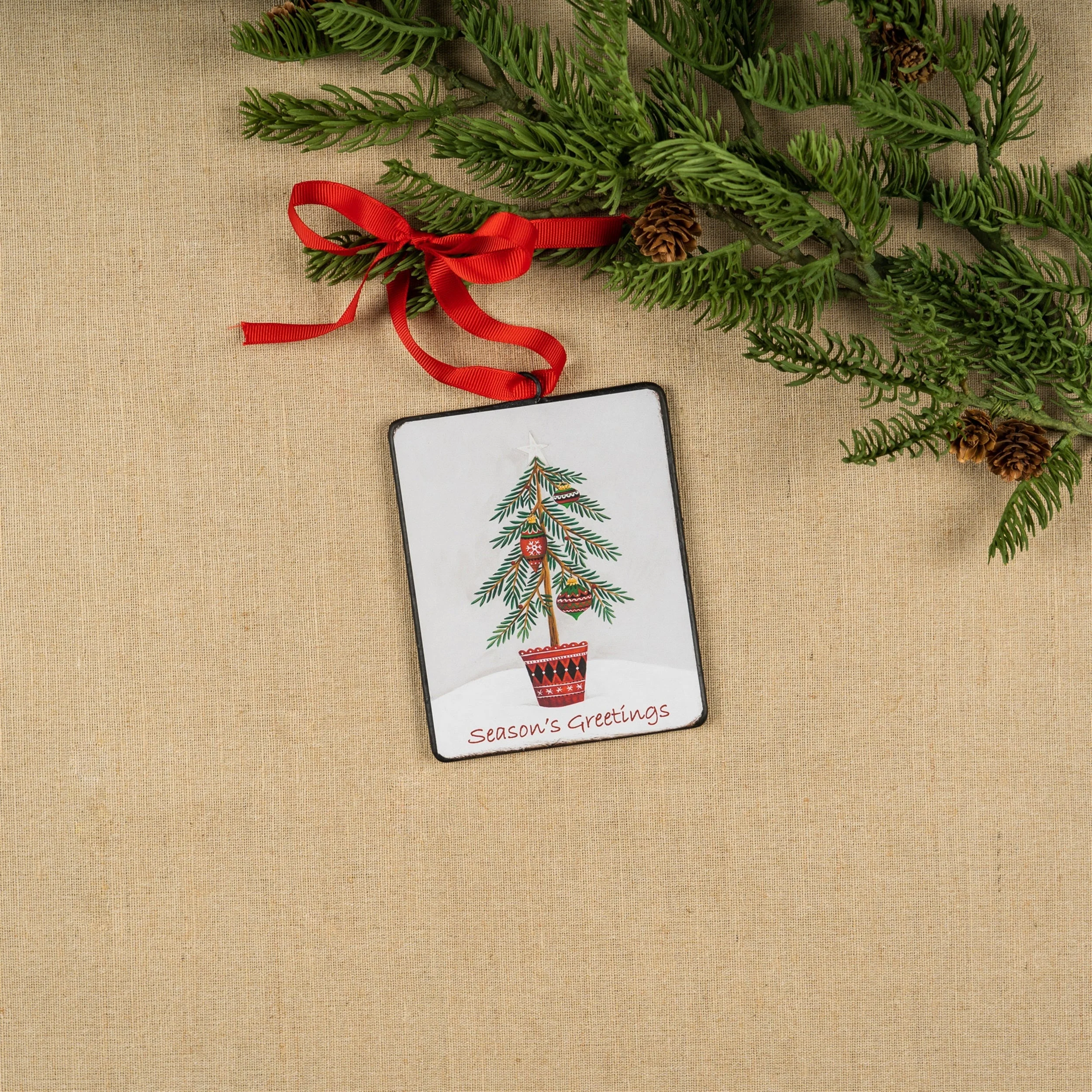 Seasons Greetings Pine Tree Ornament (Set of 12) - Image 3