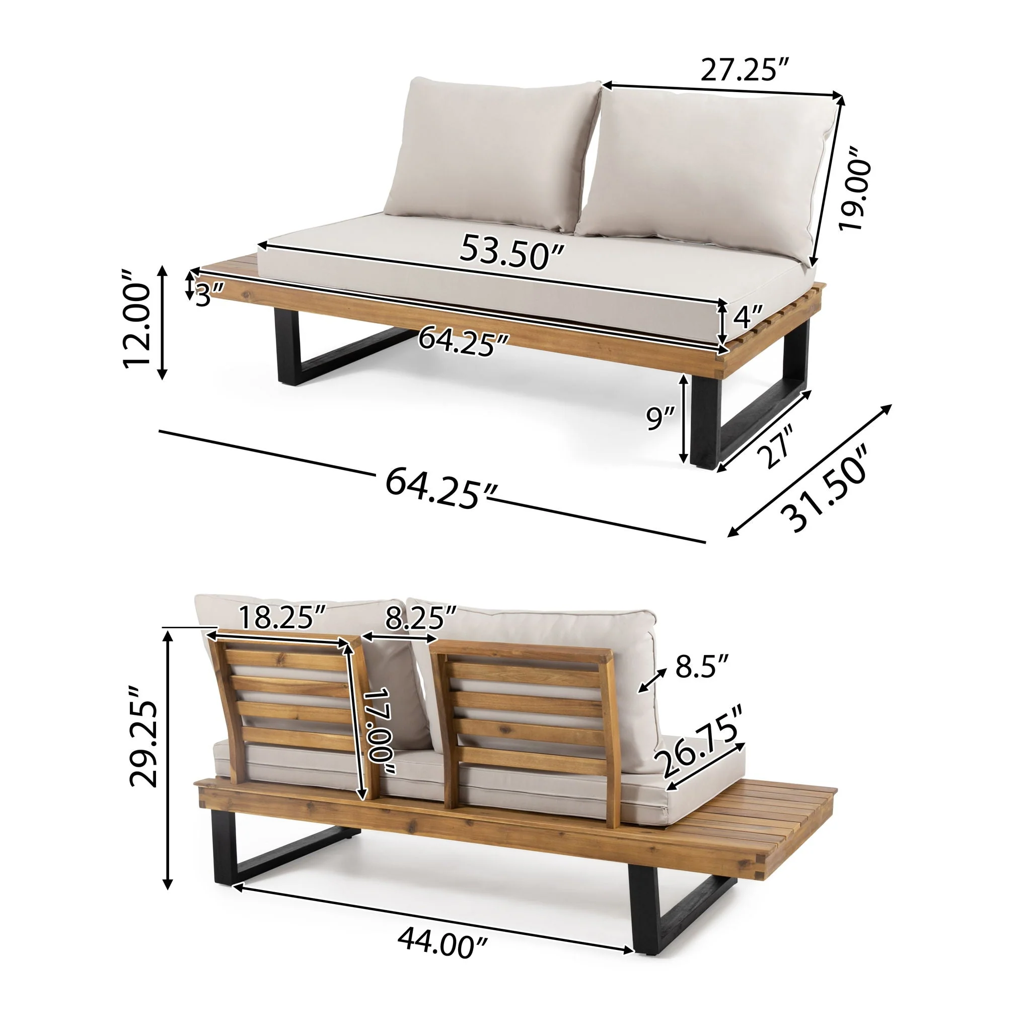Sebastian Hand Crafted 4-Piece Sofa Set with Water-Resistant Cushions - Image 3