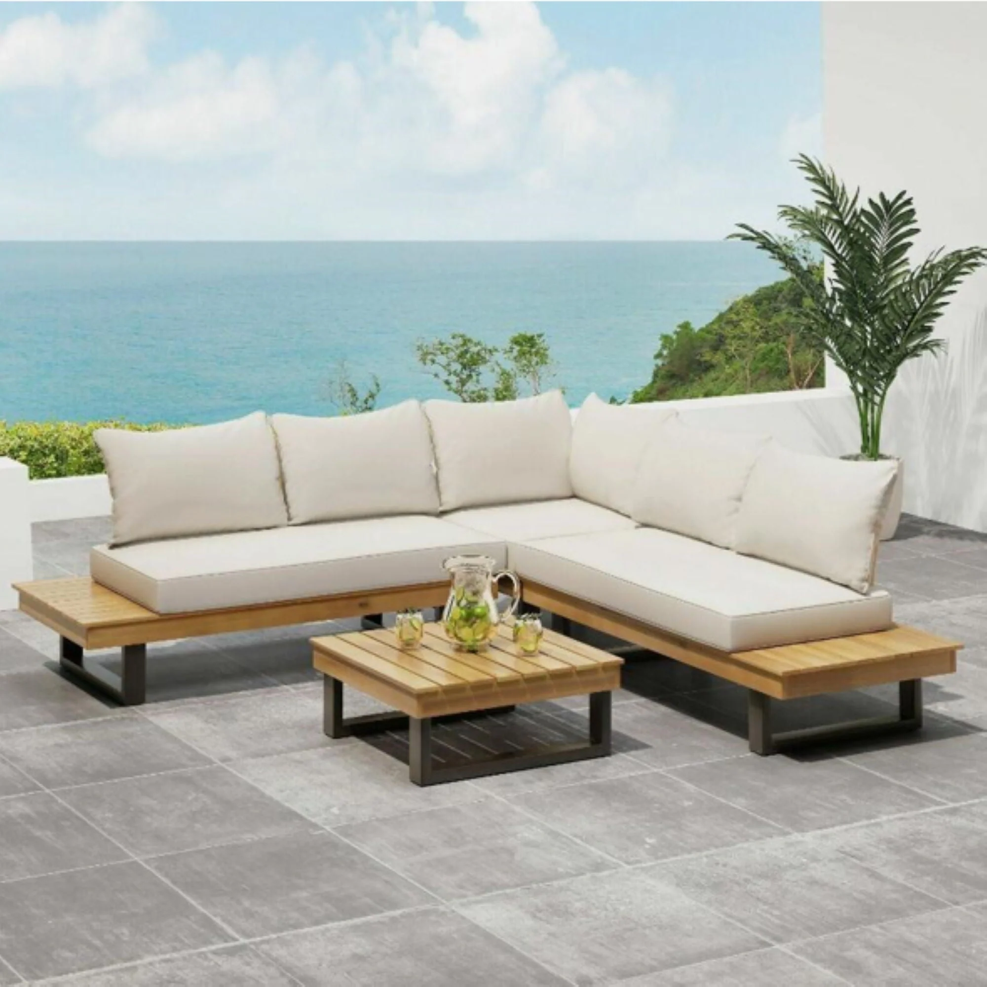 Sebastian Hand Crafted 4-Piece Sofa Set with Water-Resistant Cushions - Image 4
