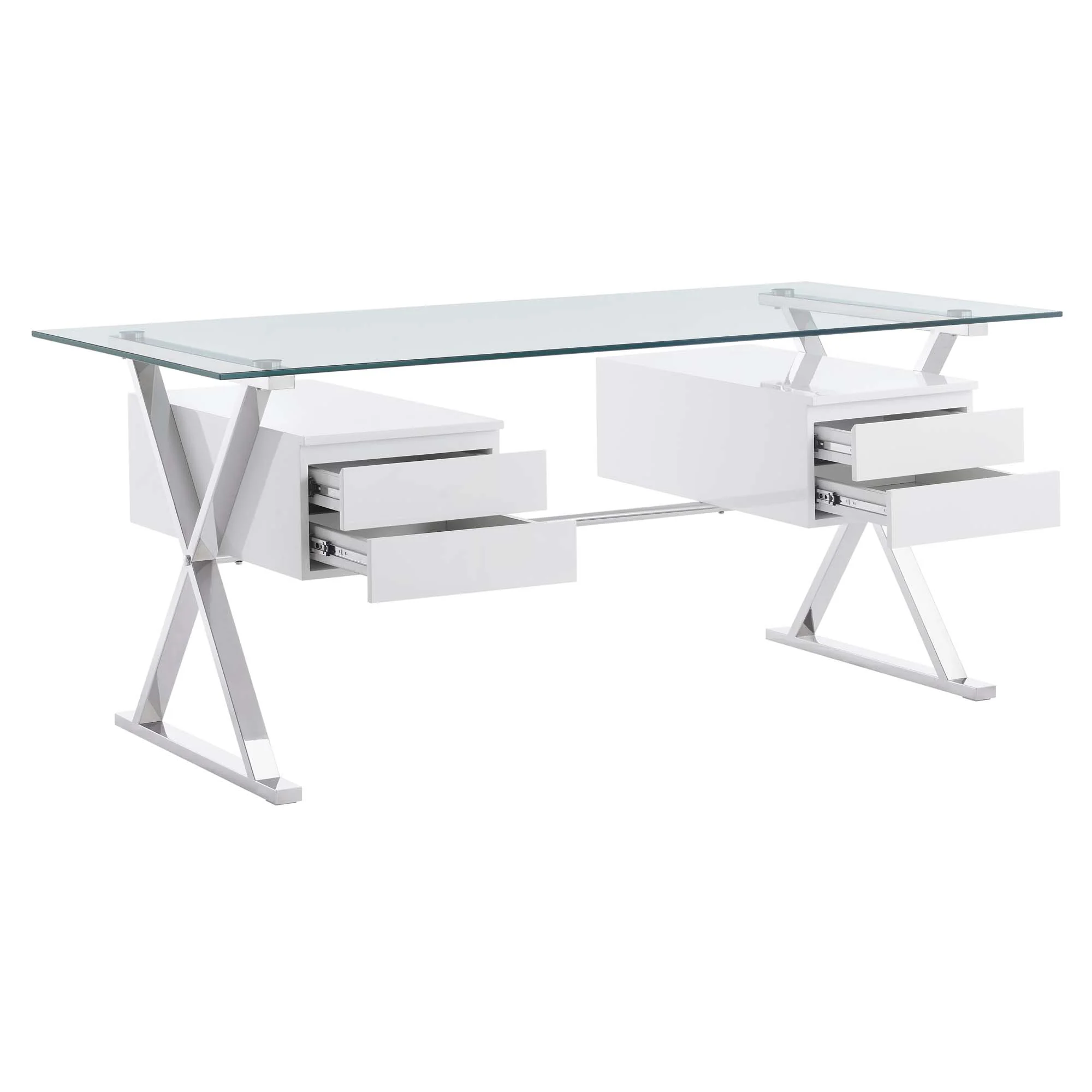 Sector 71" Glass Top Glass Office Desk by Modway - Image 3