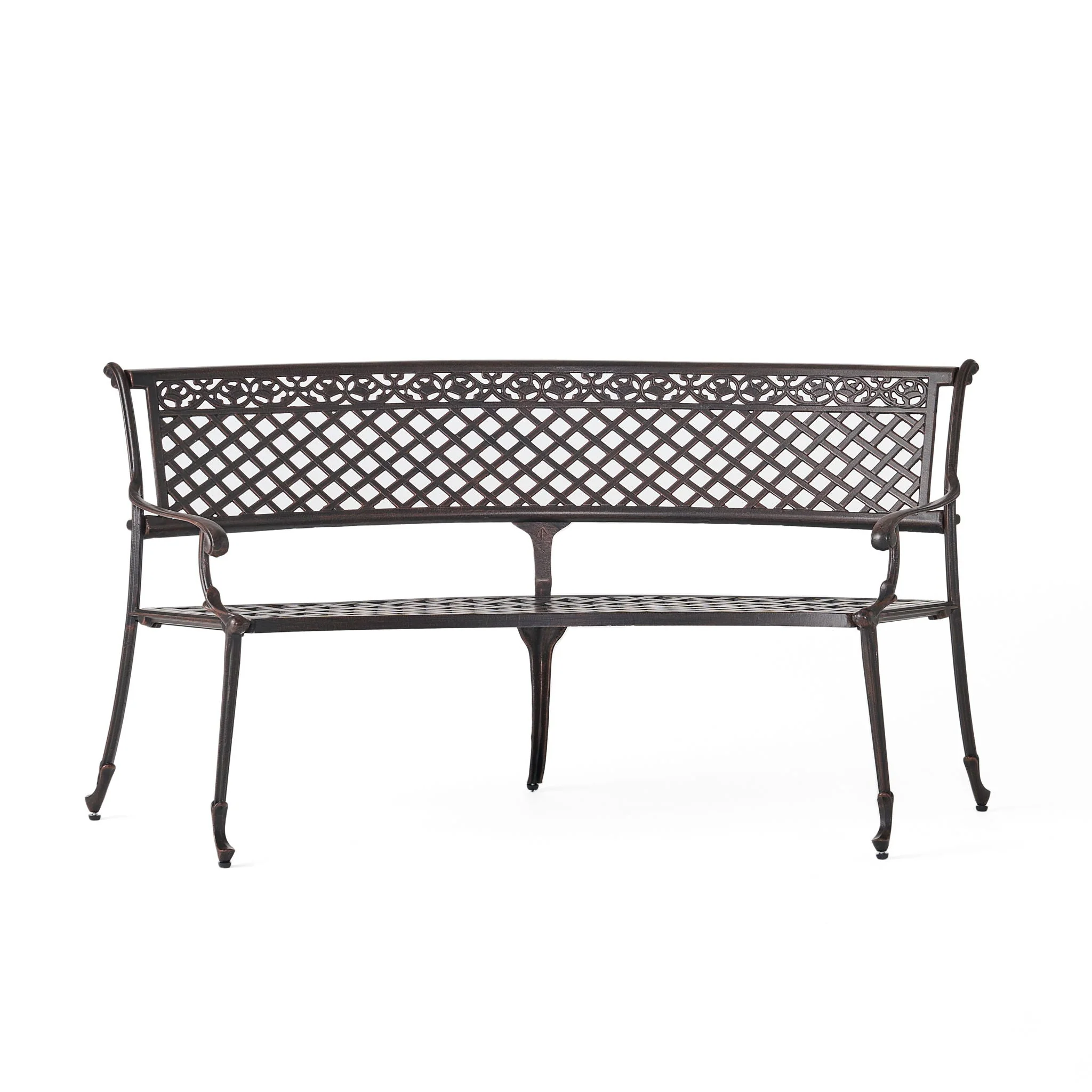 Sector Bench with Curved Design and Diamond Cross Seat - Copper